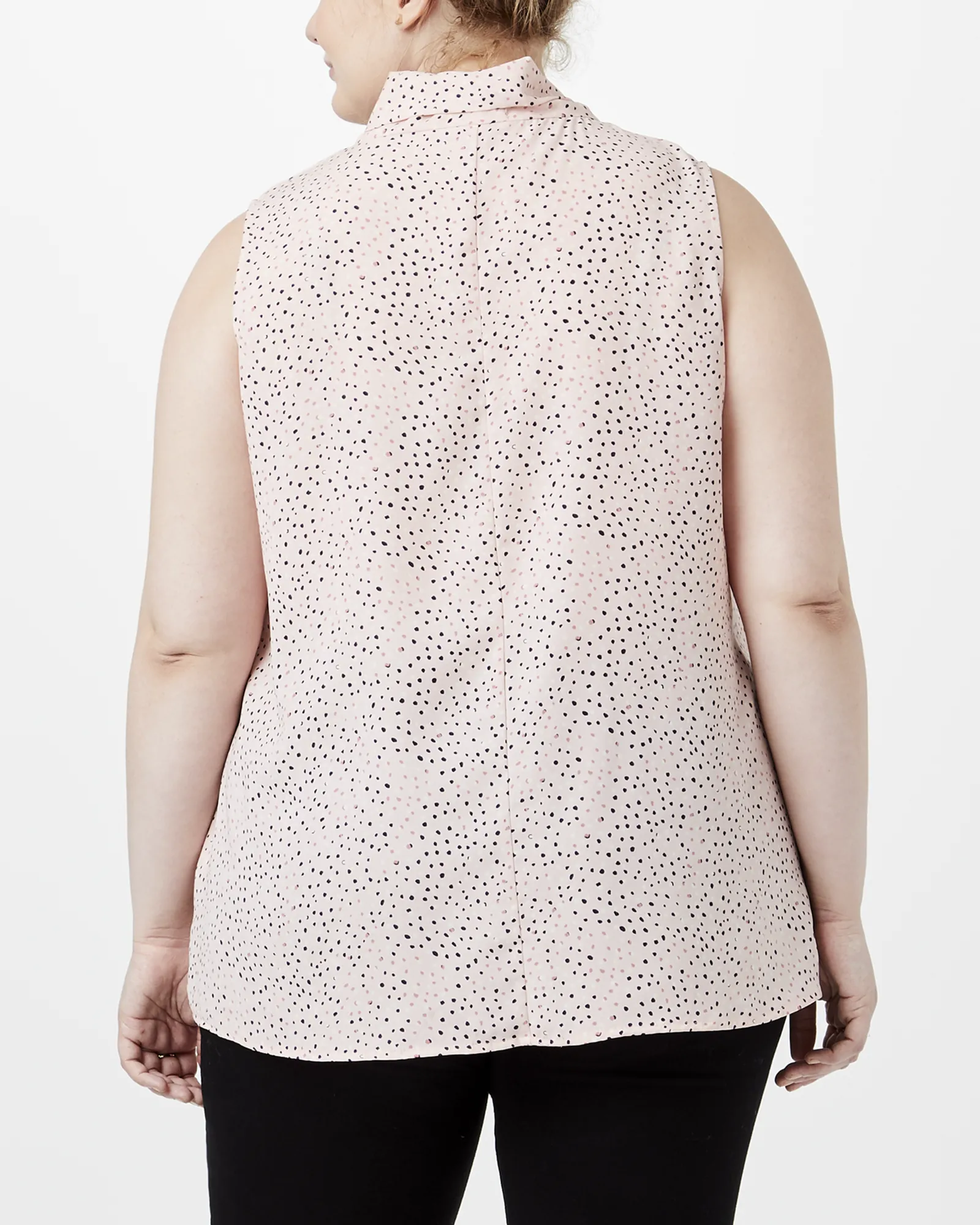 Antonella Sleeveless Tie Neck Blouse | Tan / Black