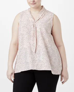 Antonella Sleeveless Tie Neck Blouse | Tan / Black