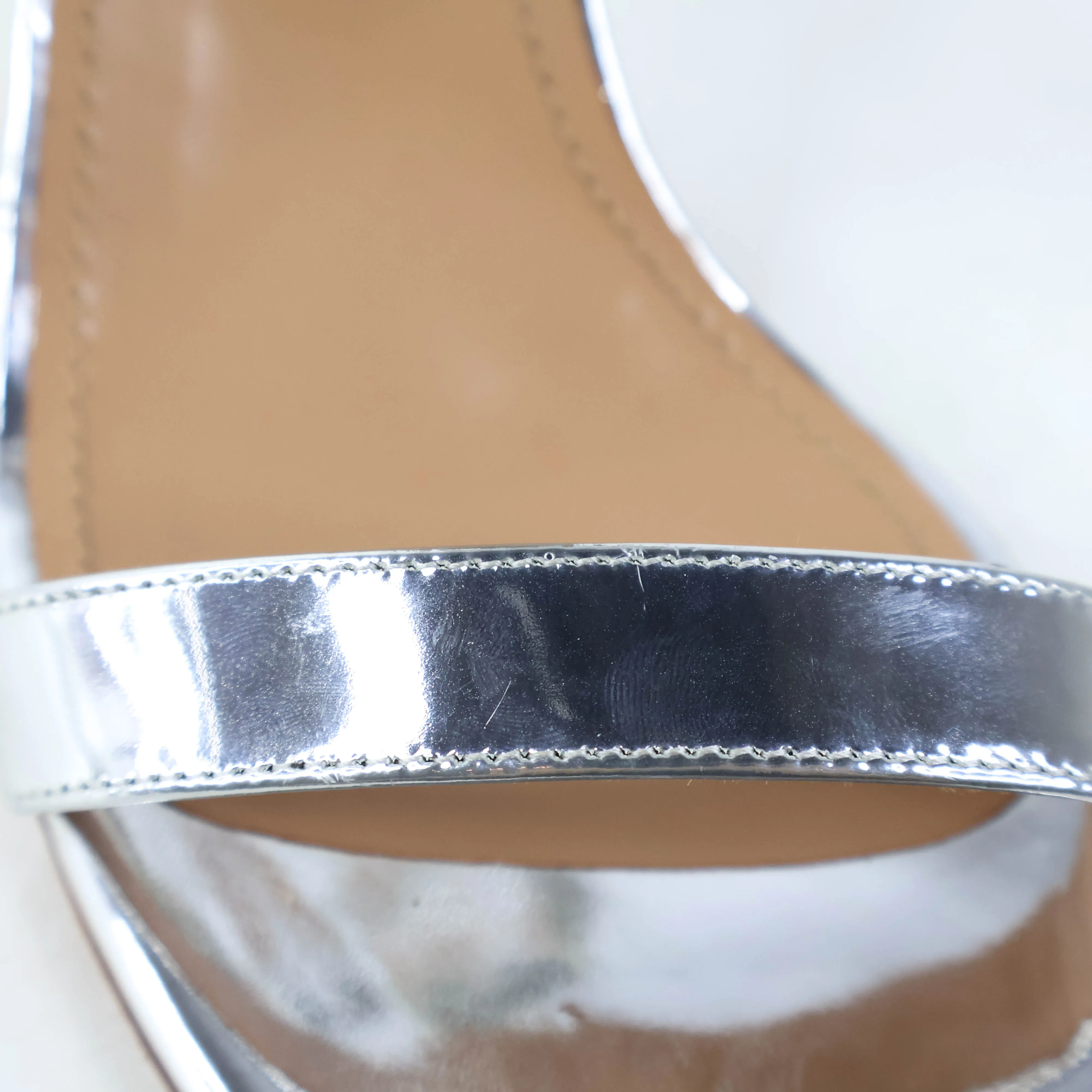 Aquazzura Sandals Heels Silver Crystal Ankle Strap 40