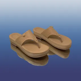 Beige Textured Platform Sandals