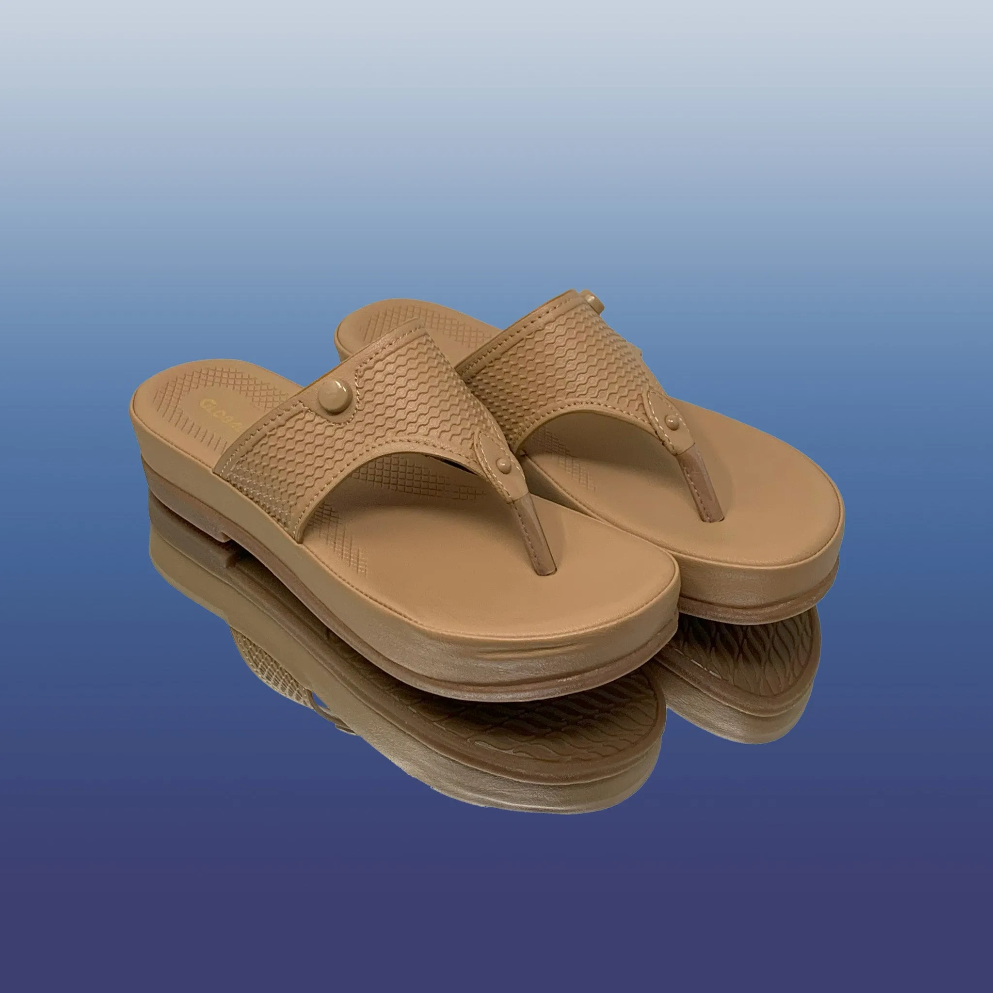 Beige Textured Platform Sandals