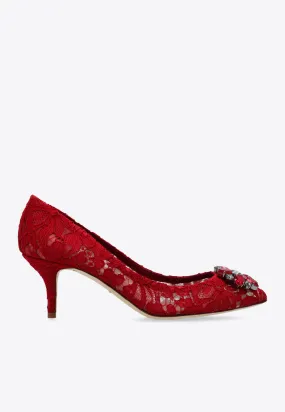 Bellucci 60 Brooch Embellished Lace Pumps