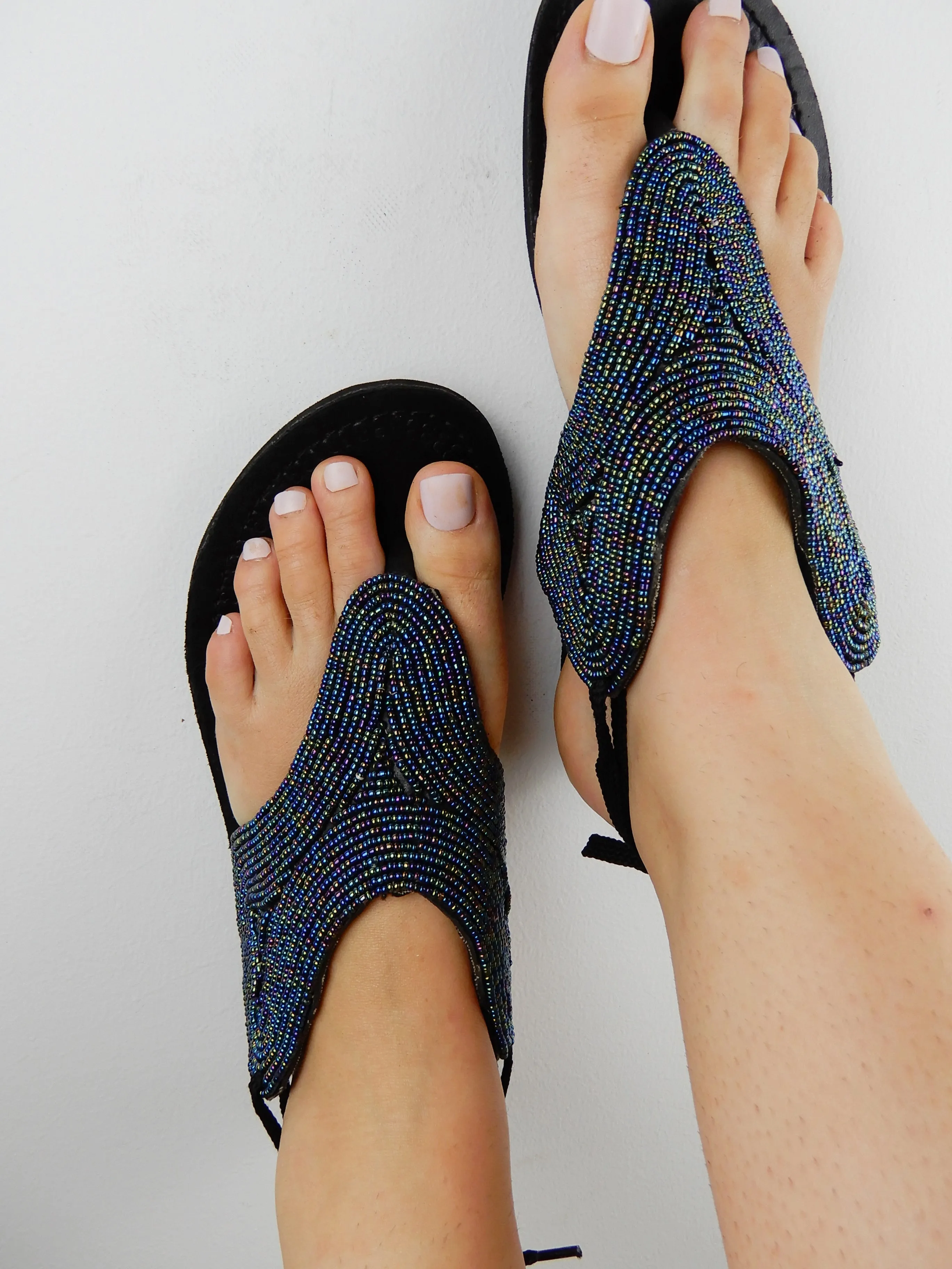 Black Beaded Sandals