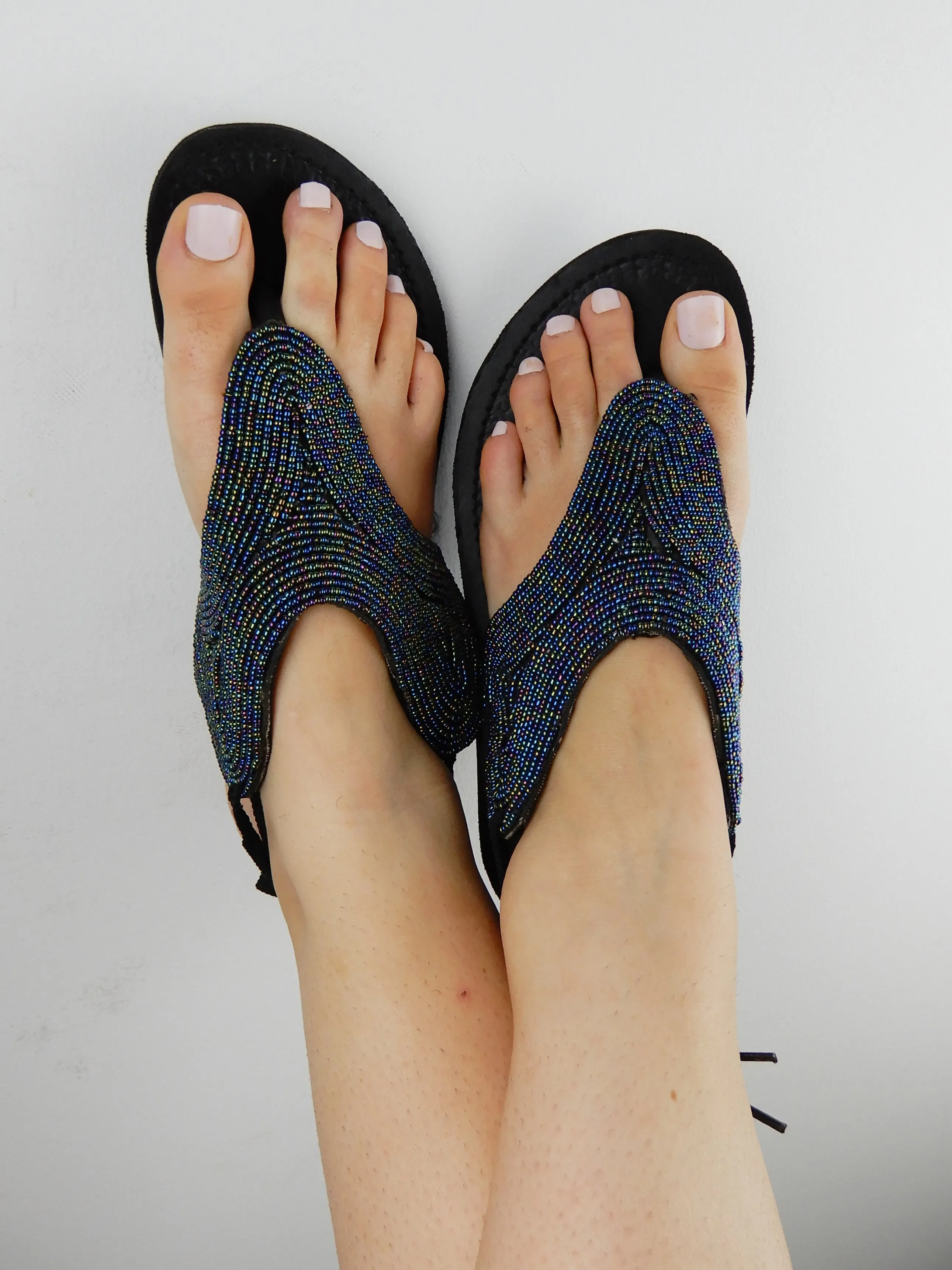 Black Beaded Sandals