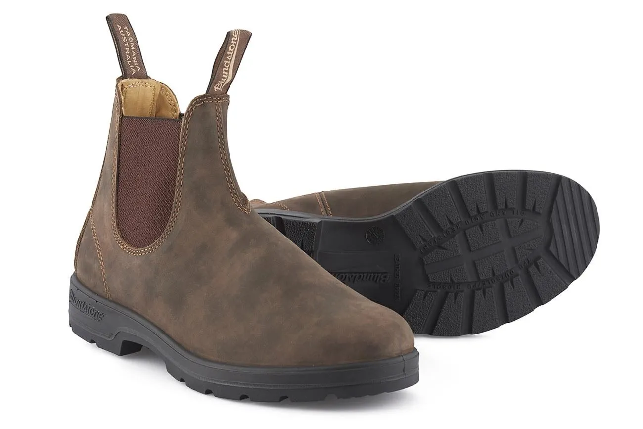 Blundstone Unisex Comfort Elastic Sides Chelsea Boot in Rustic Brown Leather (585)