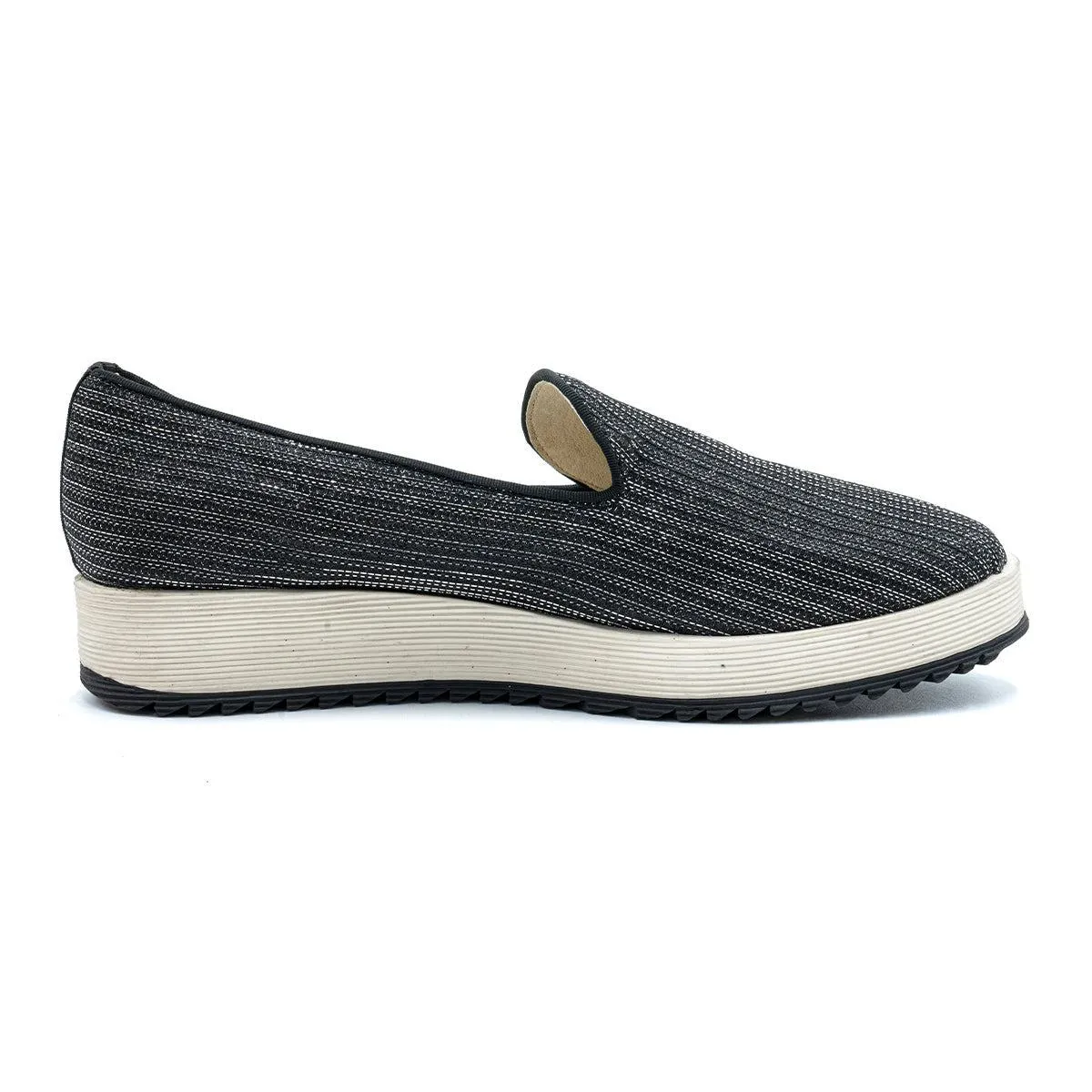 Buffalo Glitter Slipon Low-Top Sneakers Glitter Fabric Grey Colour For Women