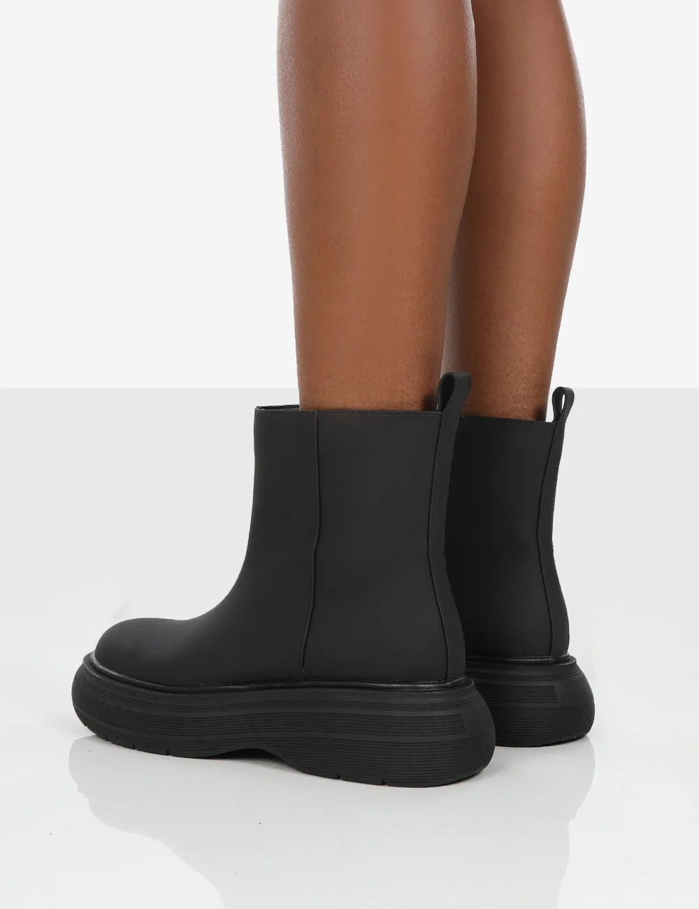Caia Black Chunky Sole Ankle Boot