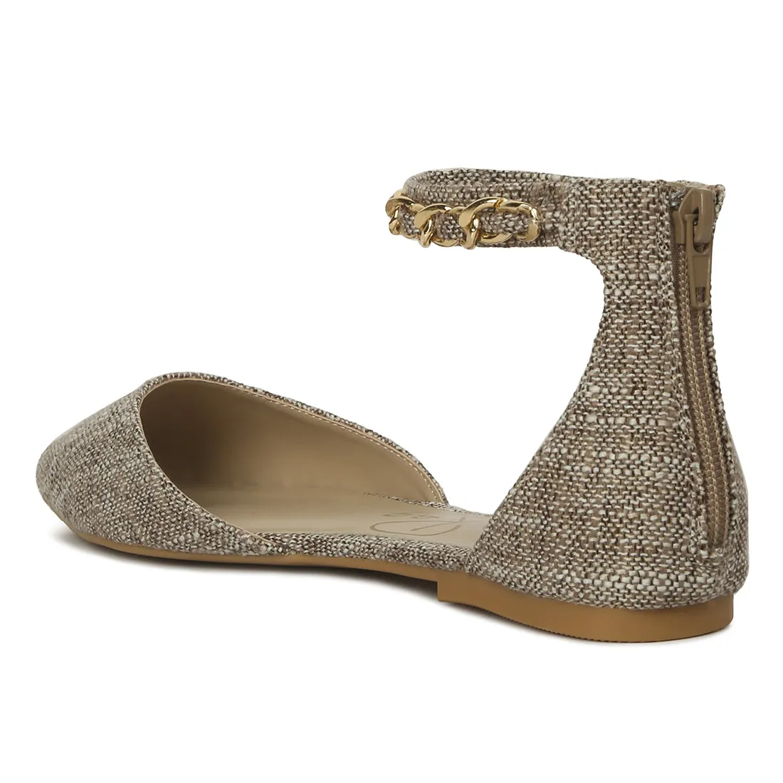 Chain Embellished Flat Sandals