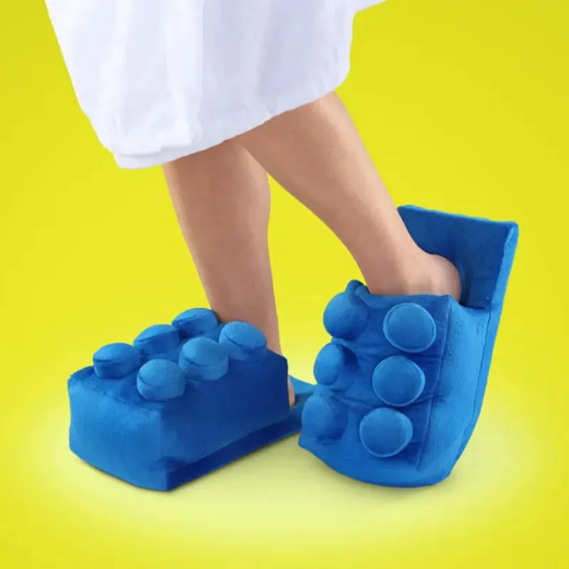 Cozy Cartoon Brick Couple Slippers