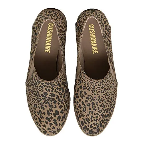 Cushionaire Duffy Cheetah Twin Gore Slip on Memory Foam Casual Loafers Shoes