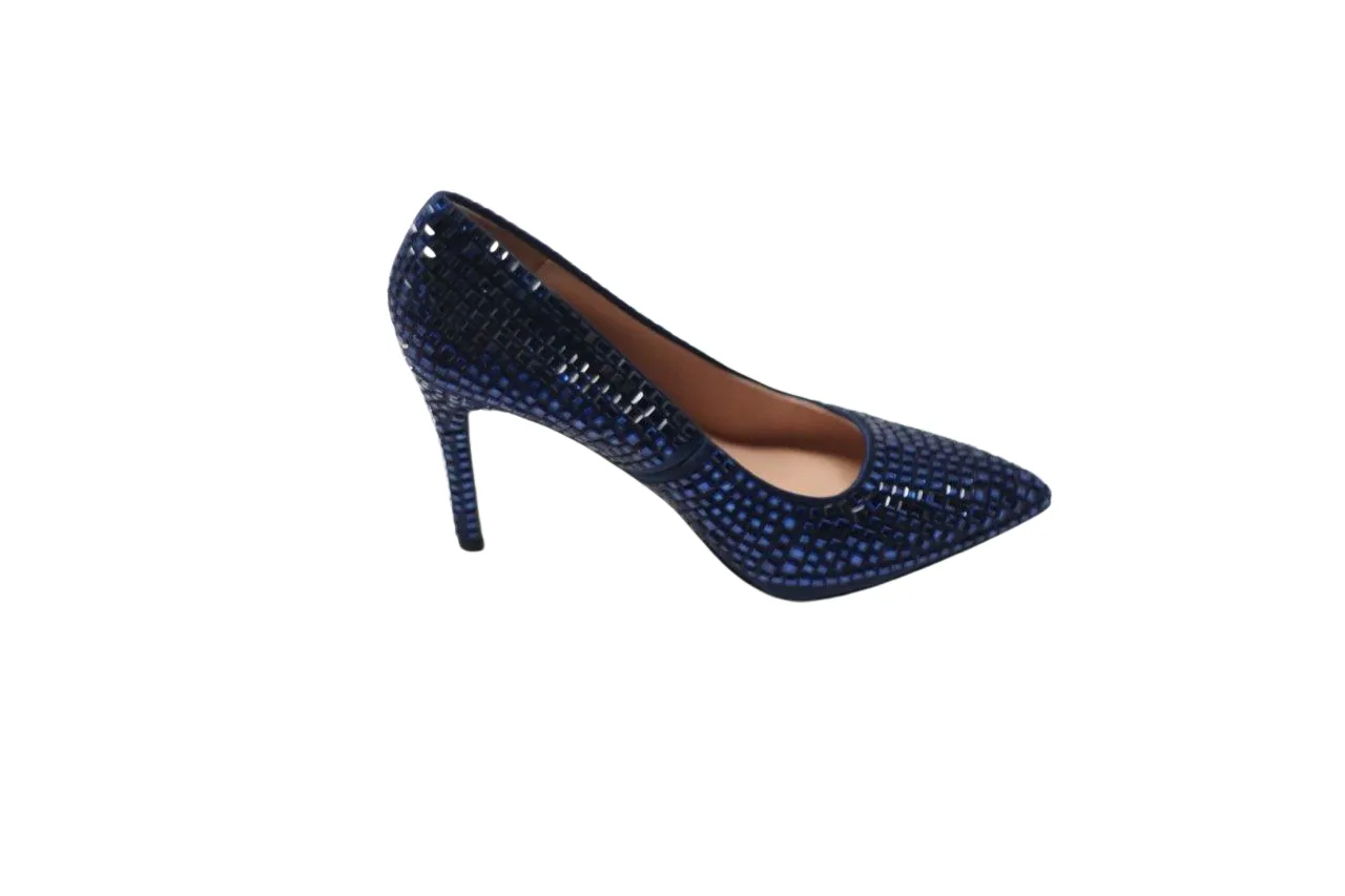 DAZZLE BLACK STILETTO PUMPS WITH GLITTER CRYSTAL GEM EMBELLISHMENTS