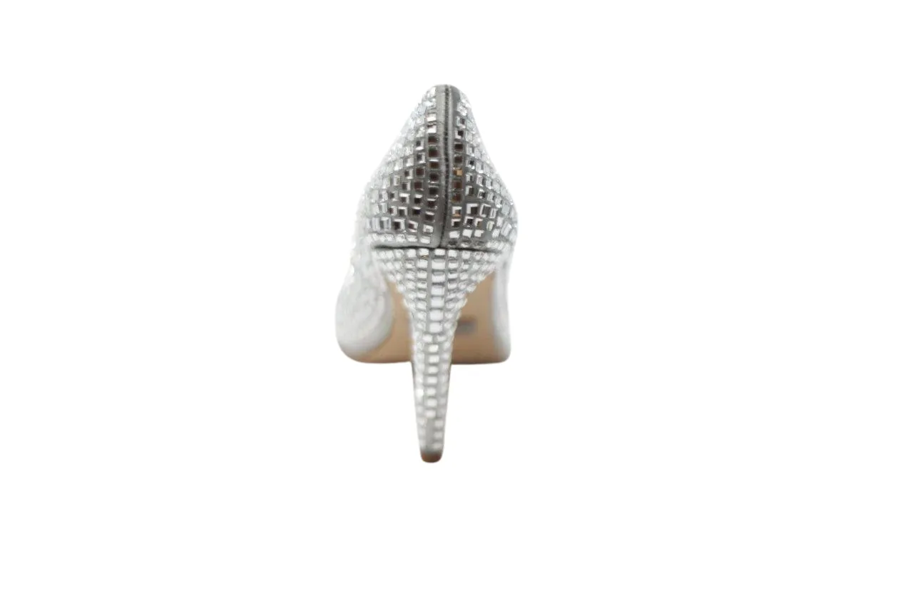 DAZZLE BLACK STILETTO PUMPS WITH GLITTER CRYSTAL GEM EMBELLISHMENTS