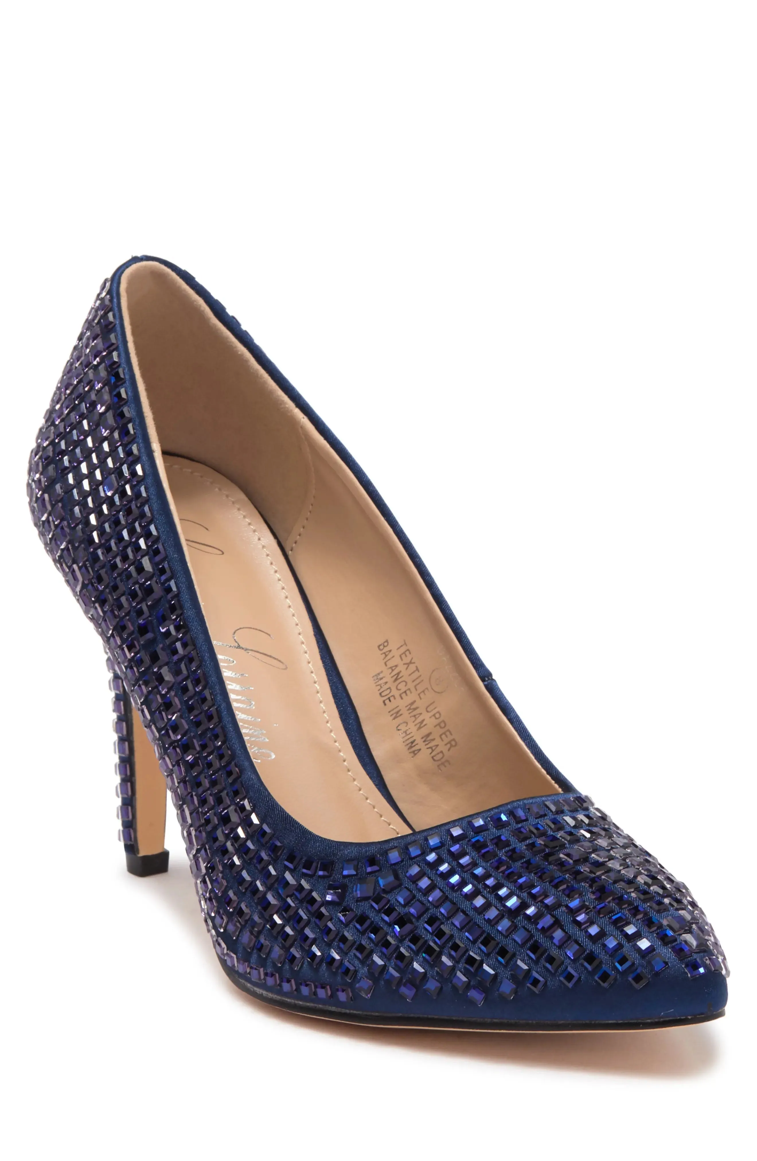 DAZZLE BLACK STILETTO PUMPS WITH GLITTER CRYSTAL GEM EMBELLISHMENTS