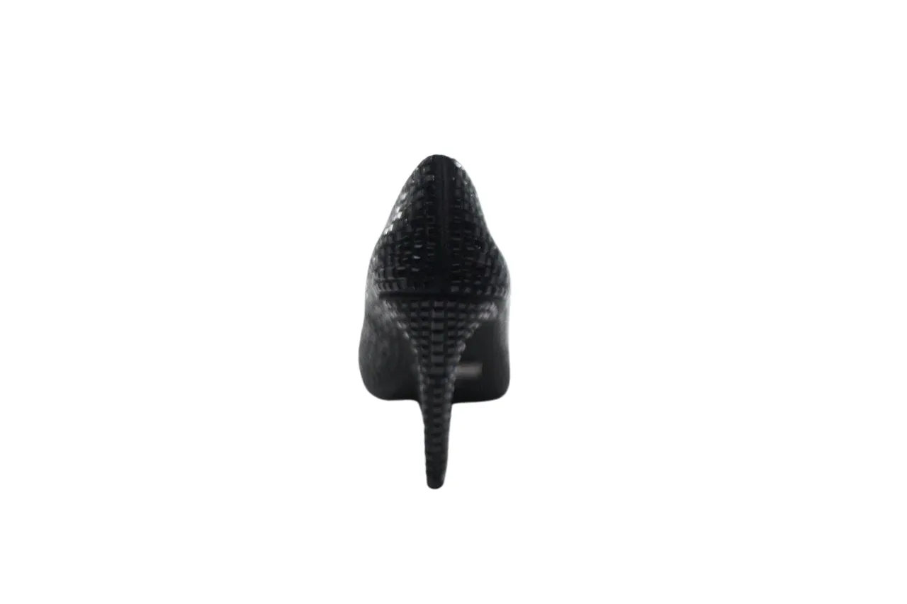 DAZZLE BLACK STILETTO PUMPS WITH GLITTER CRYSTAL GEM EMBELLISHMENTS