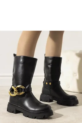 Decorative gold chains ankle boots