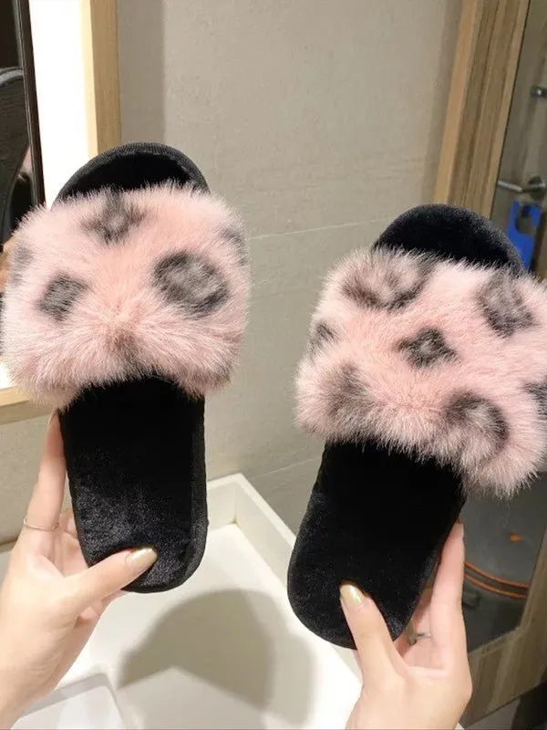 Fashion Plush Open Toe Slippers
