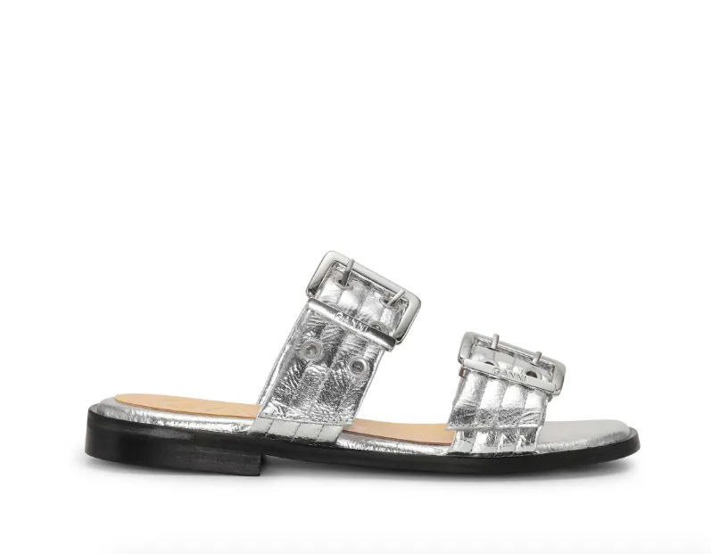 Feminine Buckle Two Strap Sandal
