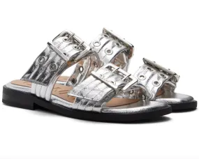Feminine Buckle Two Strap Sandal