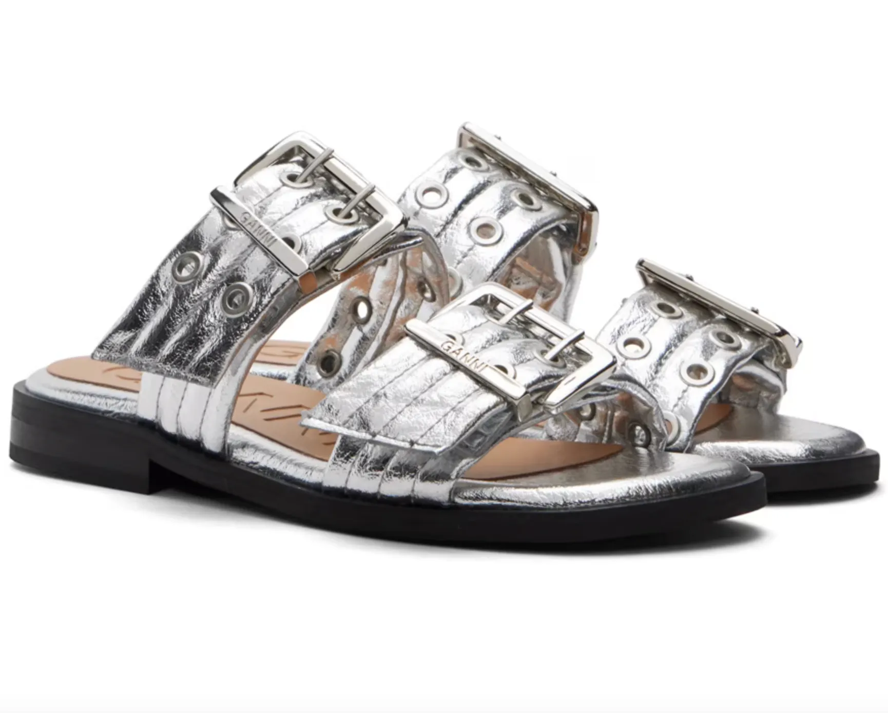 Feminine Buckle Two Strap Sandal