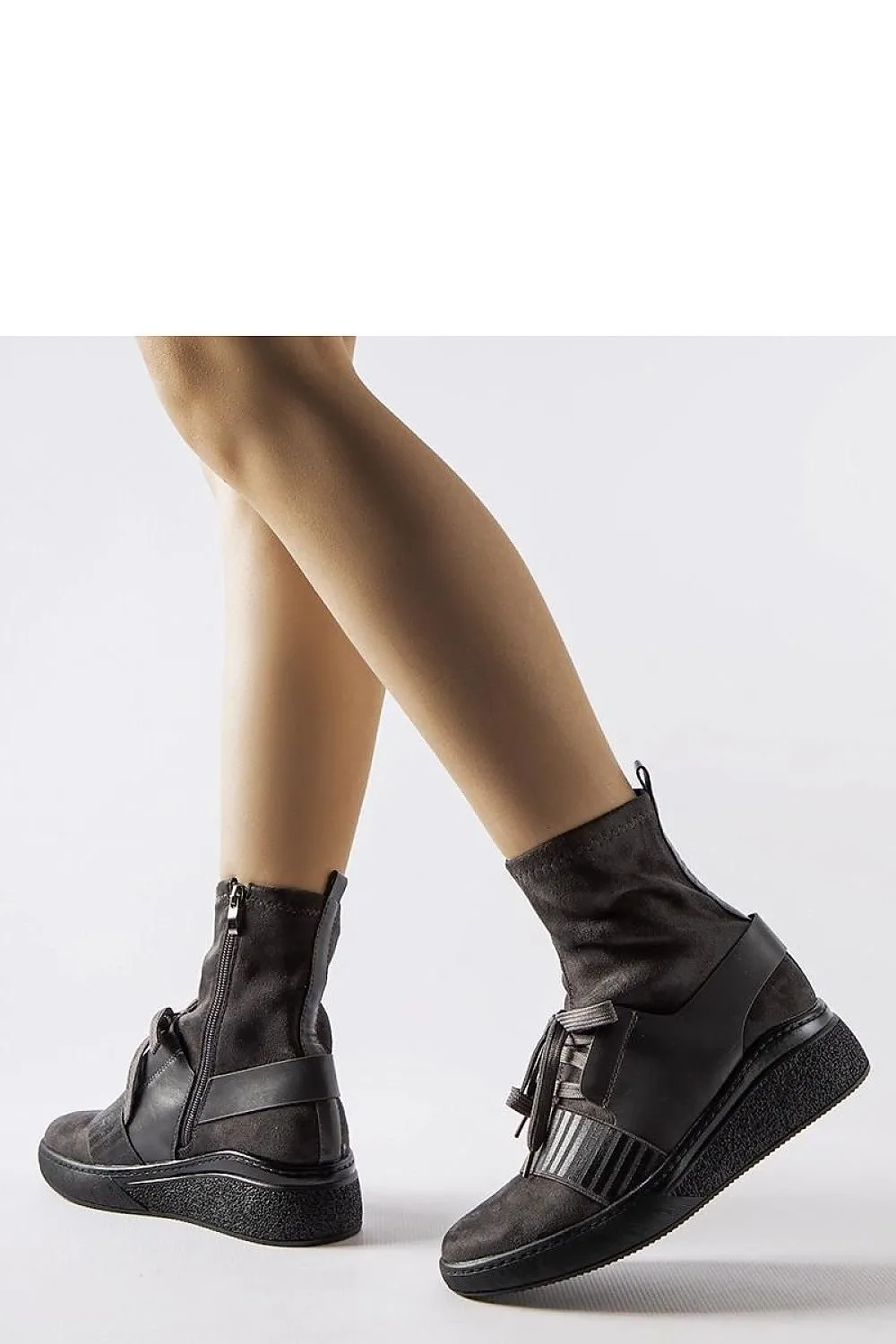 Grey socks buskin boots