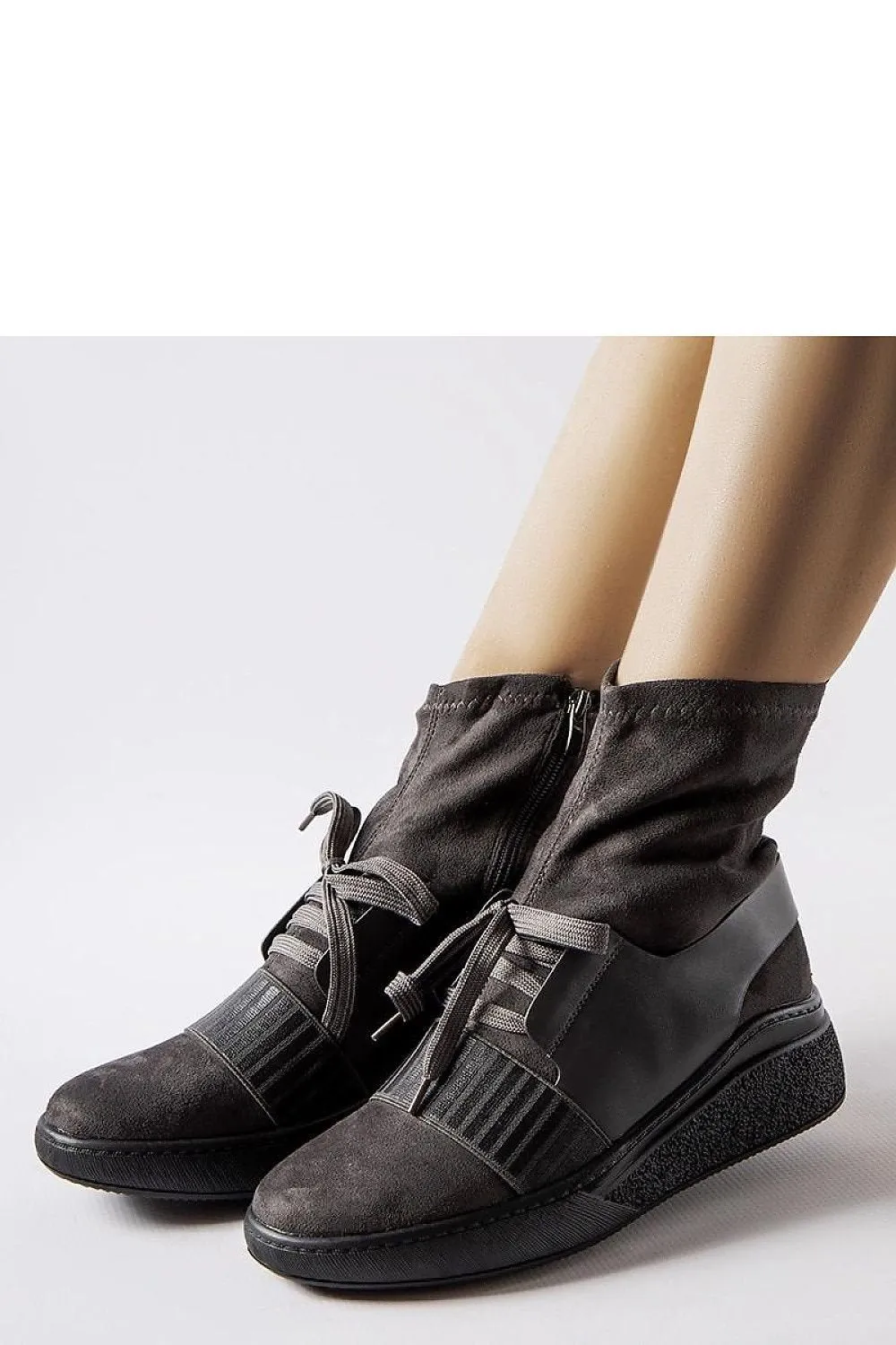 Grey socks buskin boots