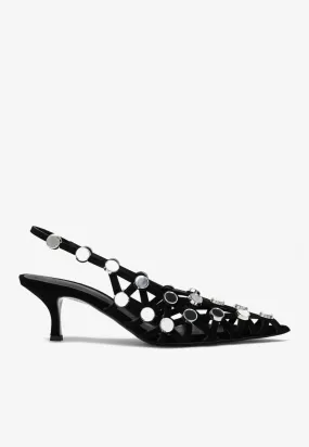 Grid 50 Crystal Embellished Slingback Pumps