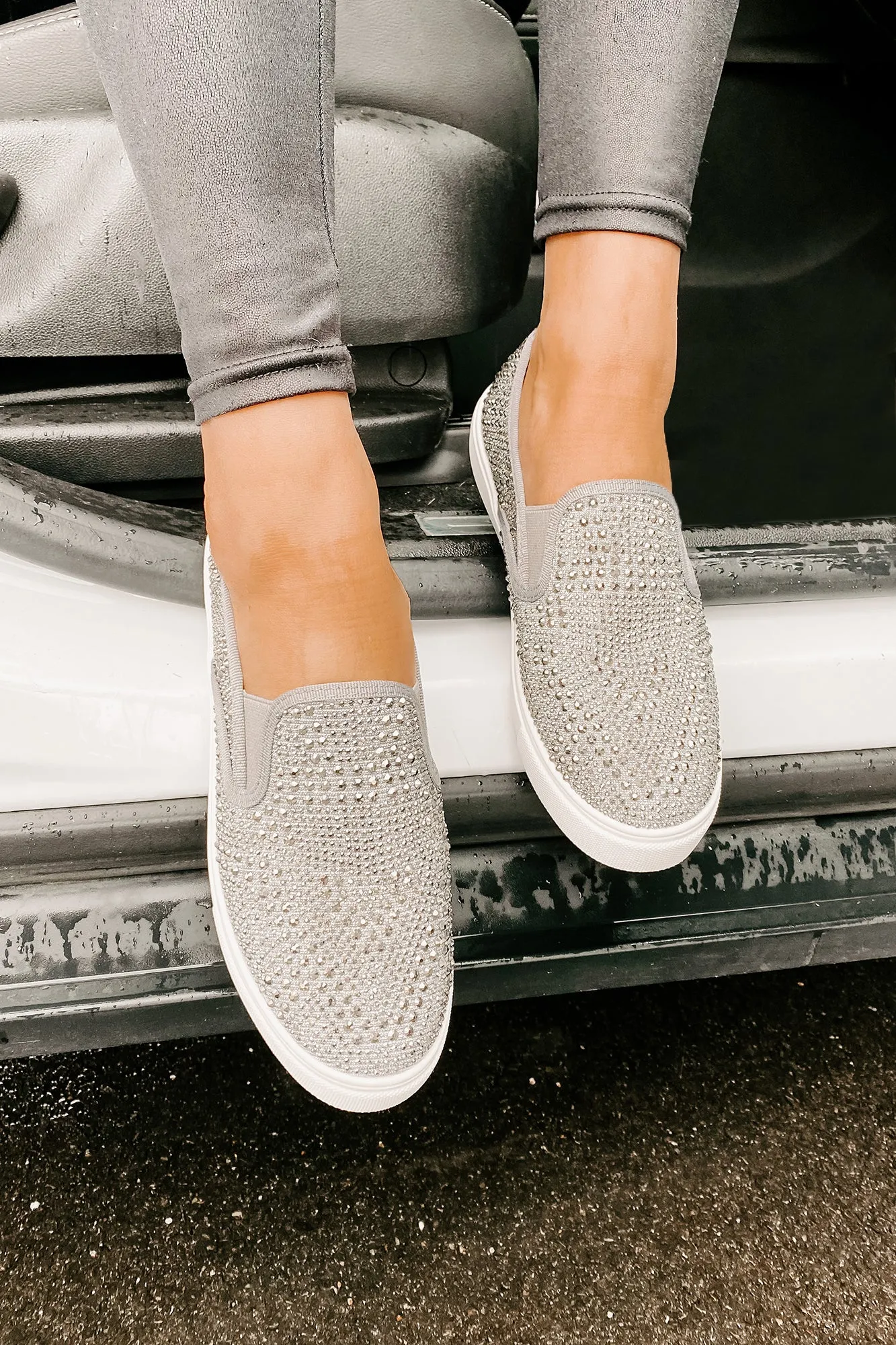 Infinity Rhinestone Slip-On Sneakers (Pewter)