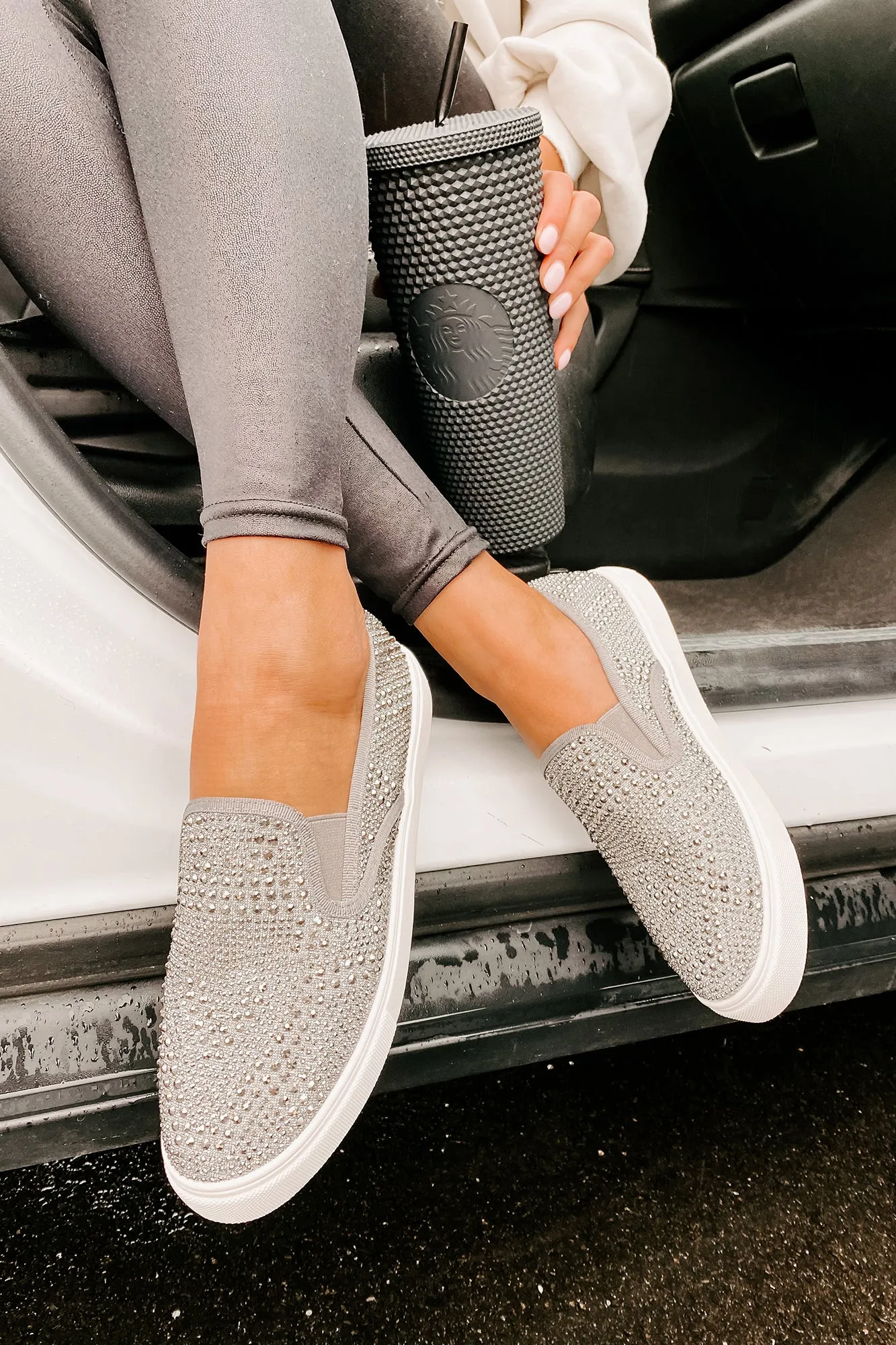 Infinity Rhinestone Slip-On Sneakers (Pewter)