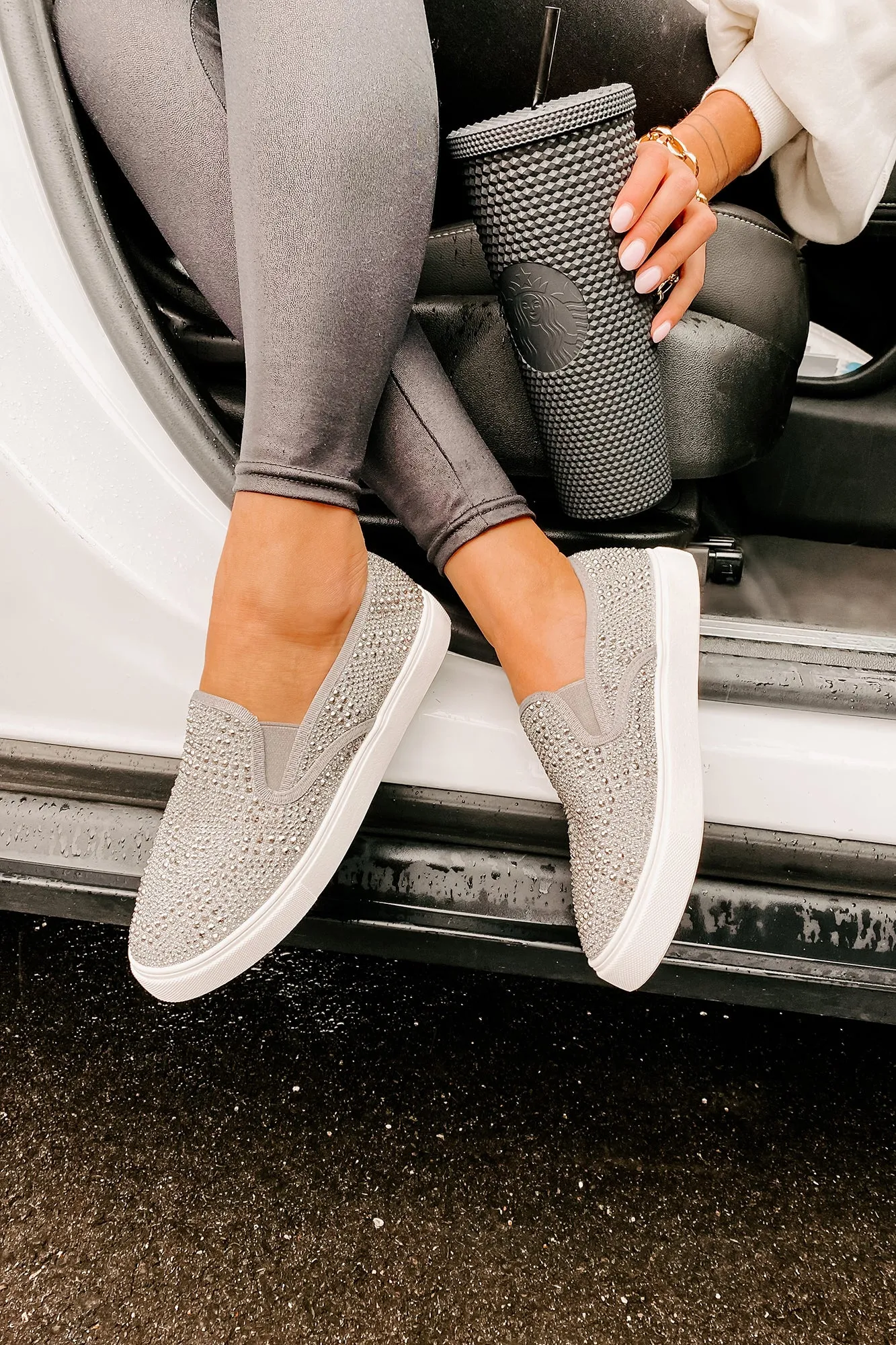 Infinity Rhinestone Slip-On Sneakers (Pewter)