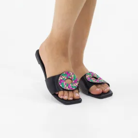 Joan glam rhinestone embellished flat slip-on sandals