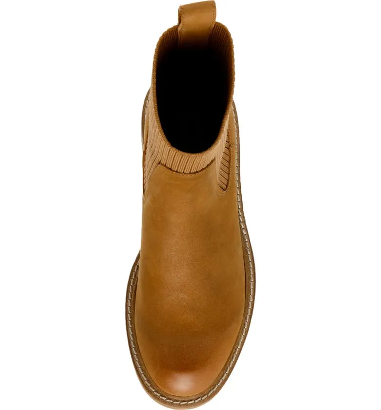 Kiley Leather Sock Chelsea Lug Sole All Weather Boots - Camel