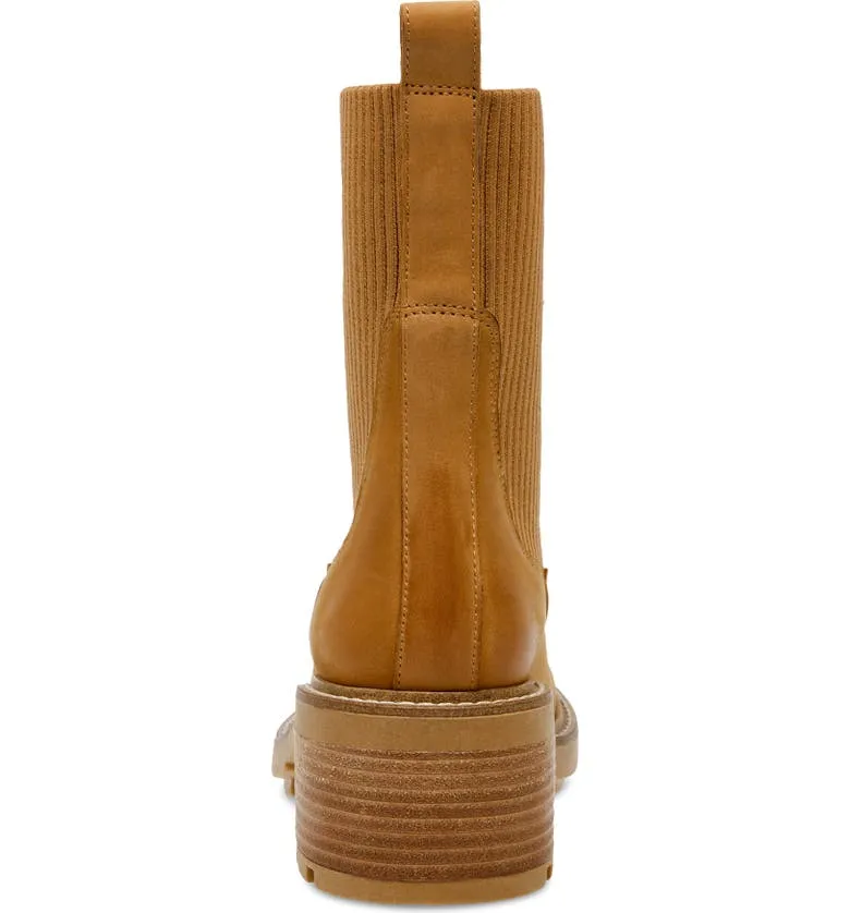 Kiley Leather Sock Chelsea Lug Sole All Weather Boots - Camel