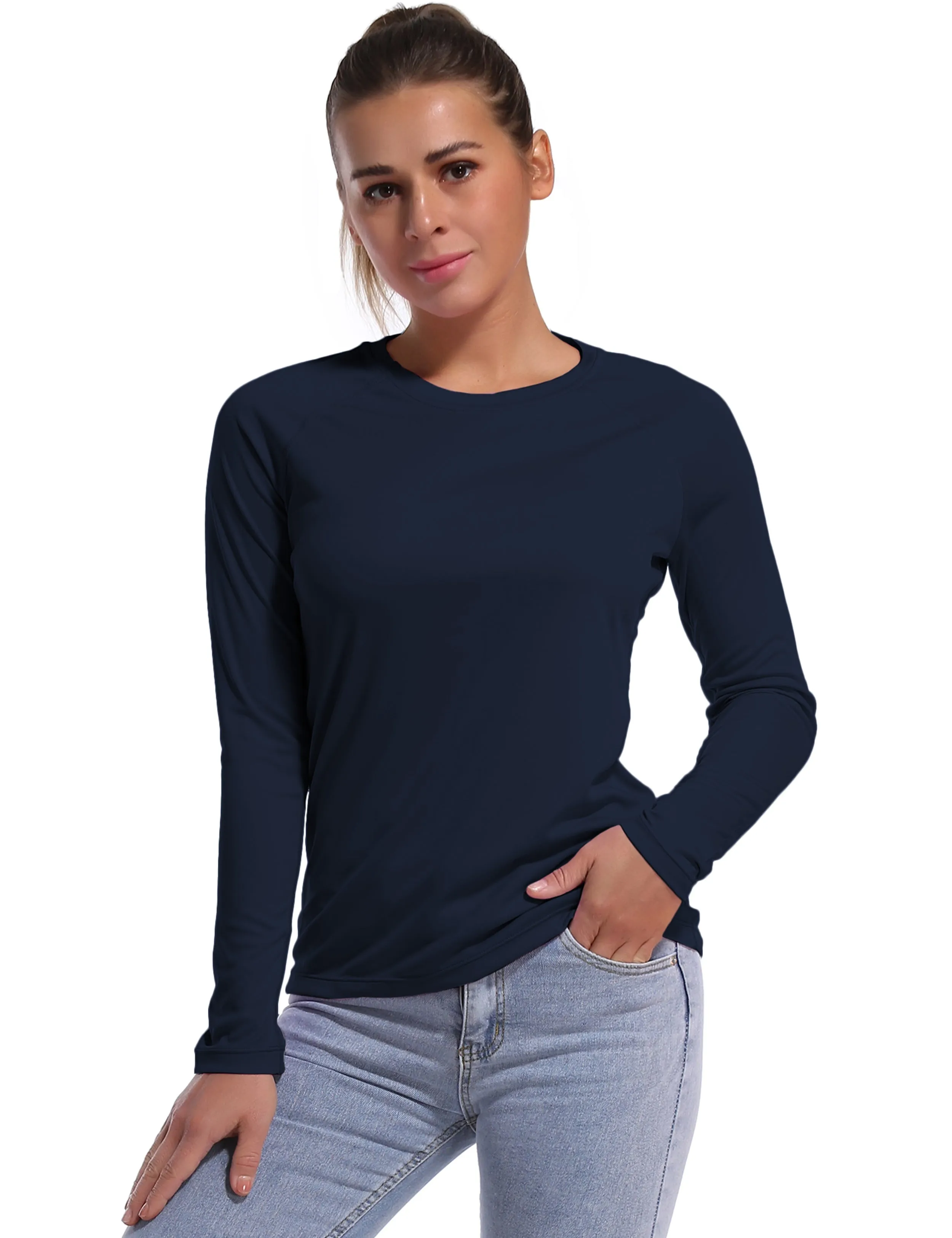Long Sleeve Athletic Shirts darknavy_Running