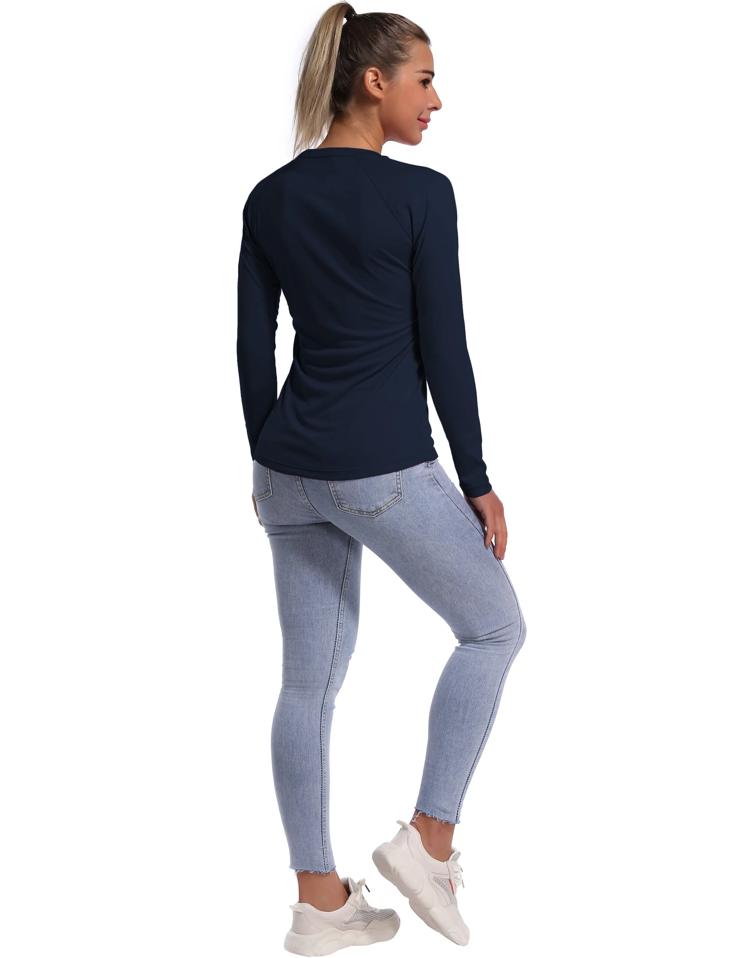 Long Sleeve Athletic Shirts darknavy_Running