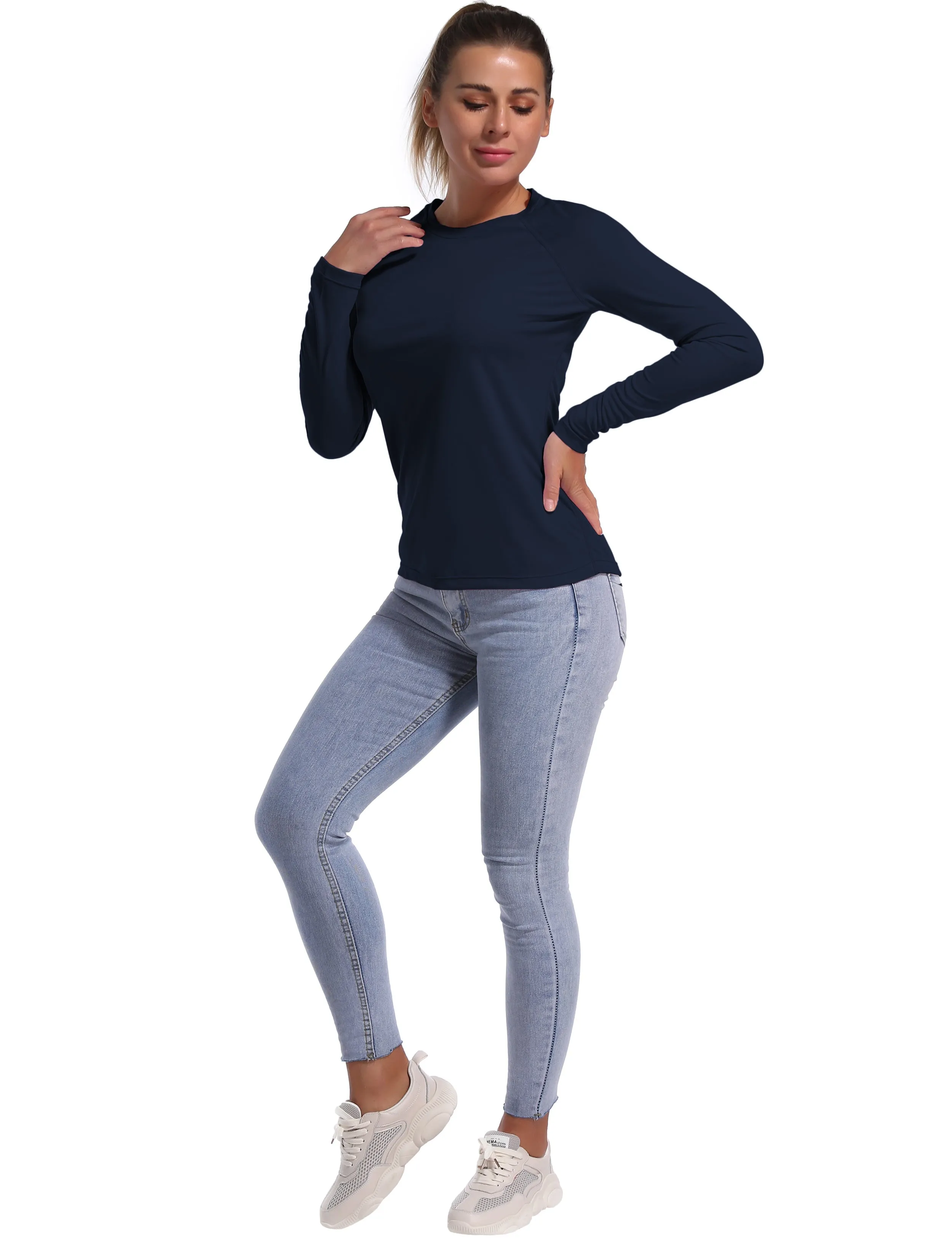 Long Sleeve Athletic Shirts darknavy_Running