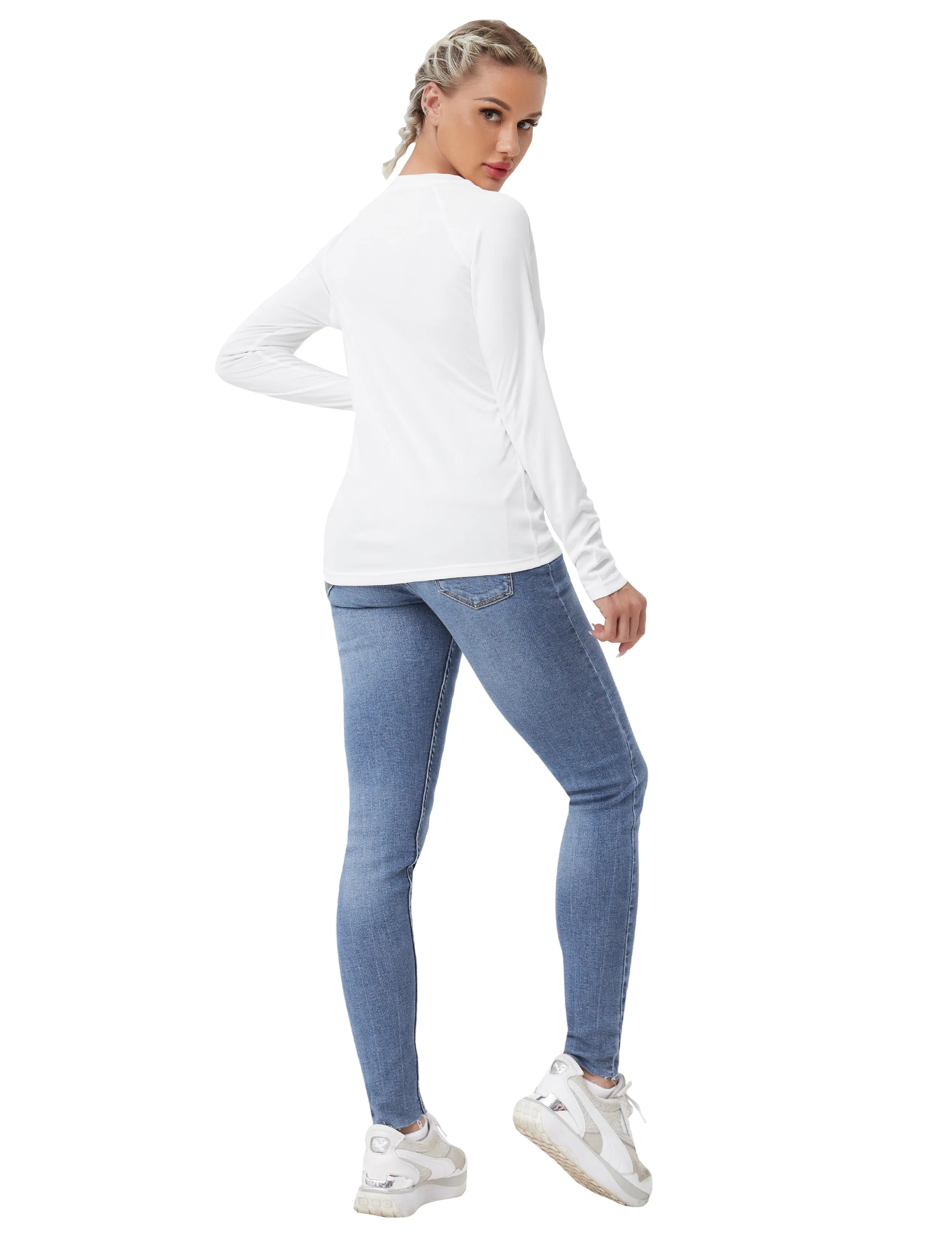 Long Sleeve Athletic Shirts white_Running