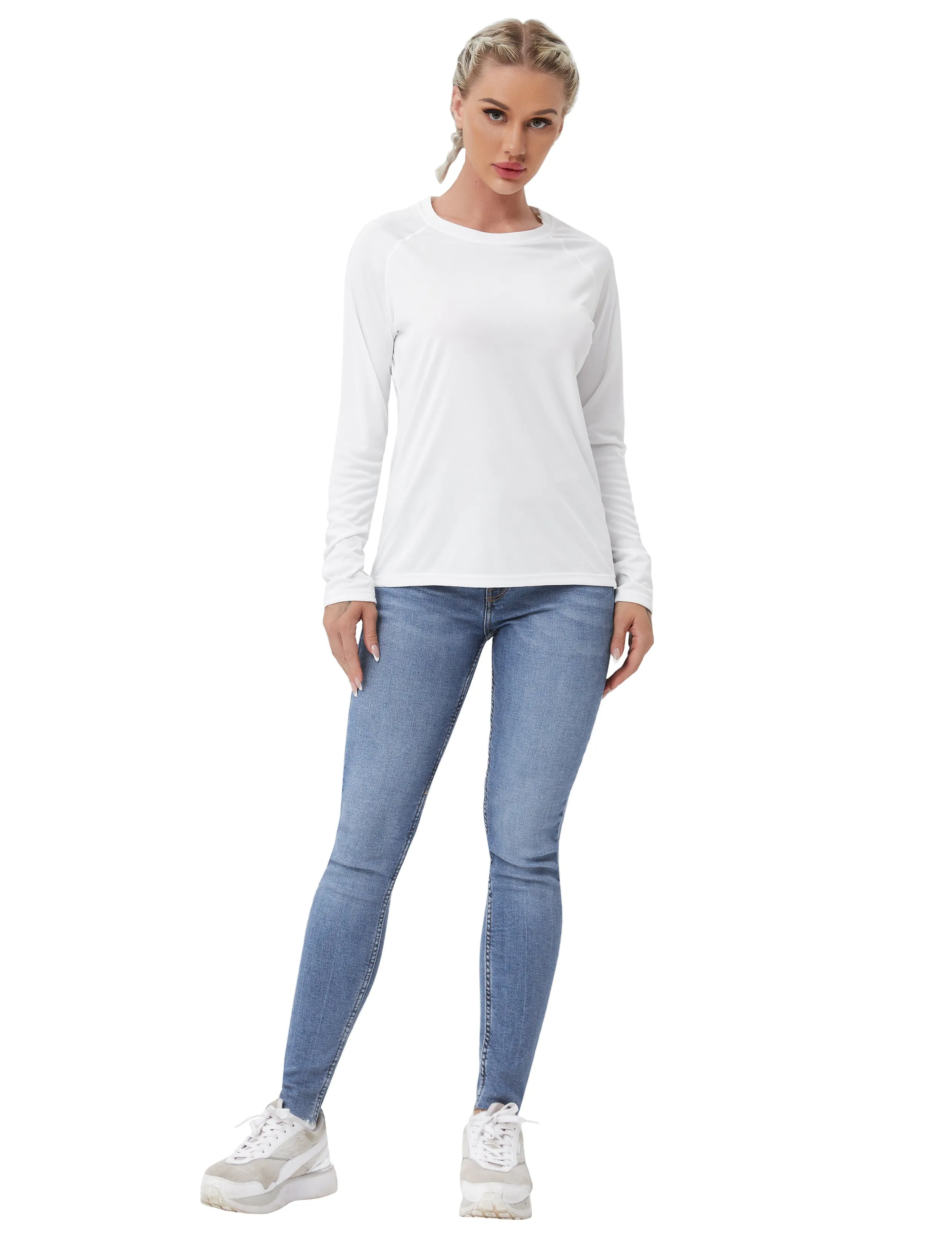 Long Sleeve Athletic Shirts white_Running