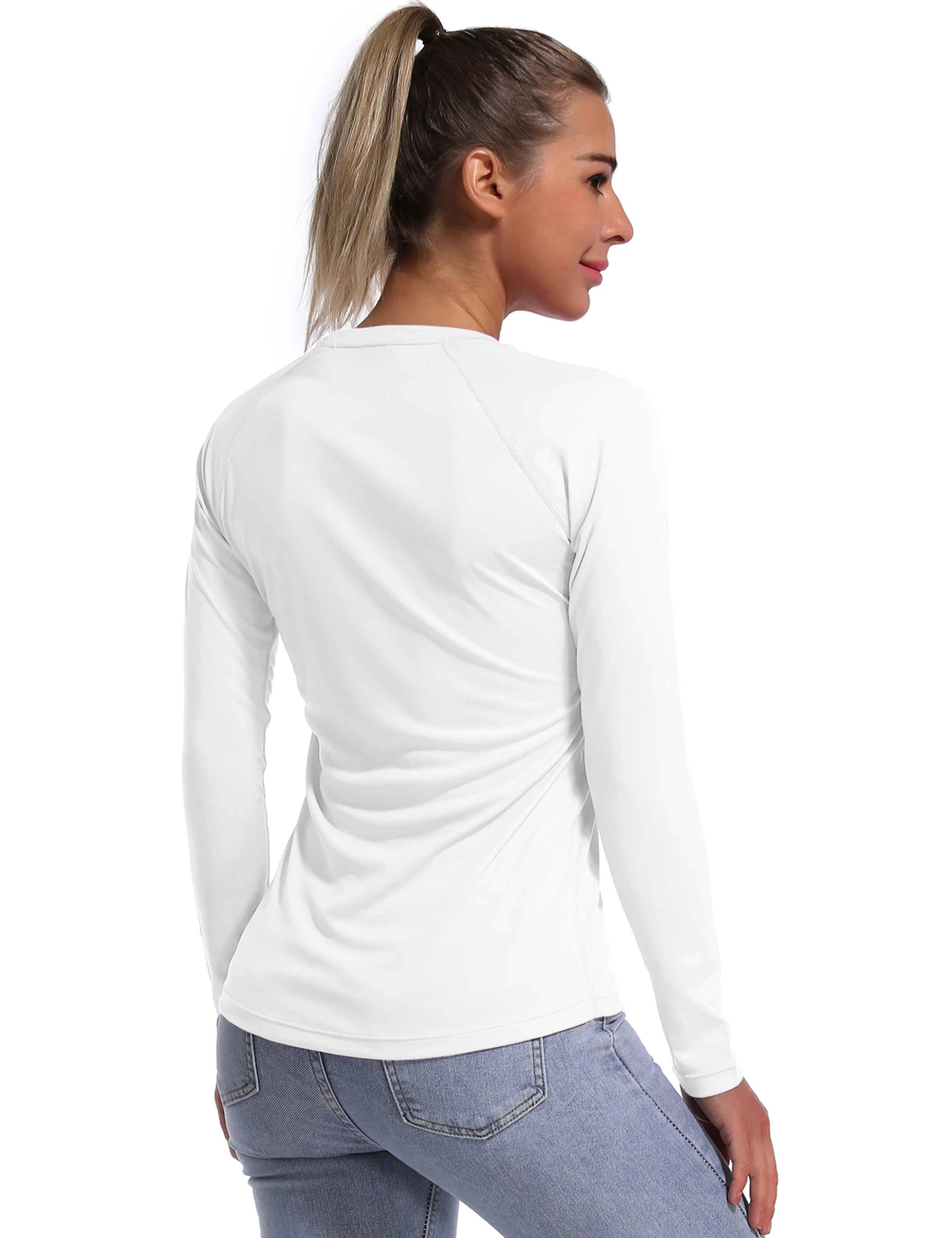 Long Sleeve Athletic Shirts white_Running