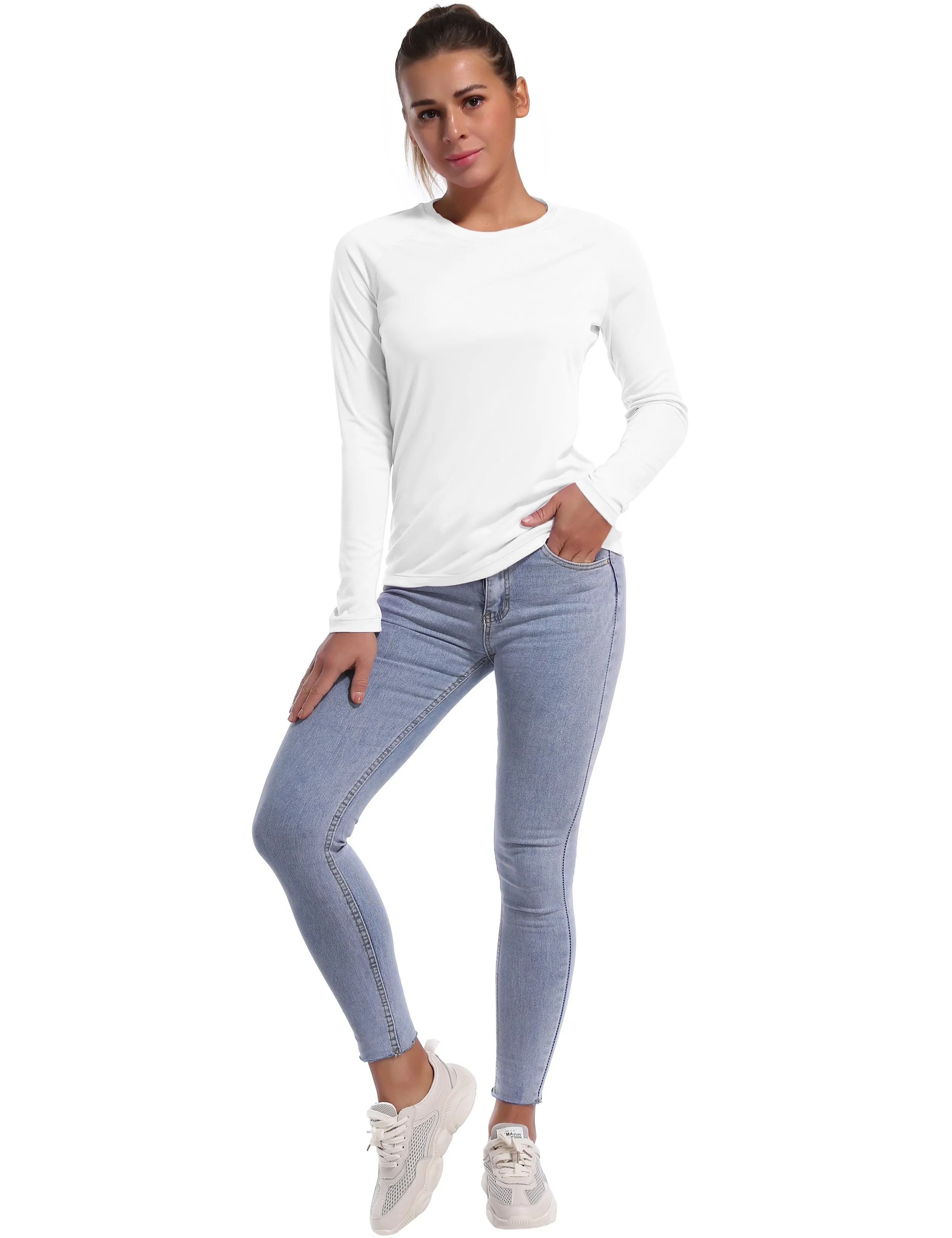 Long Sleeve Athletic Shirts white_Running