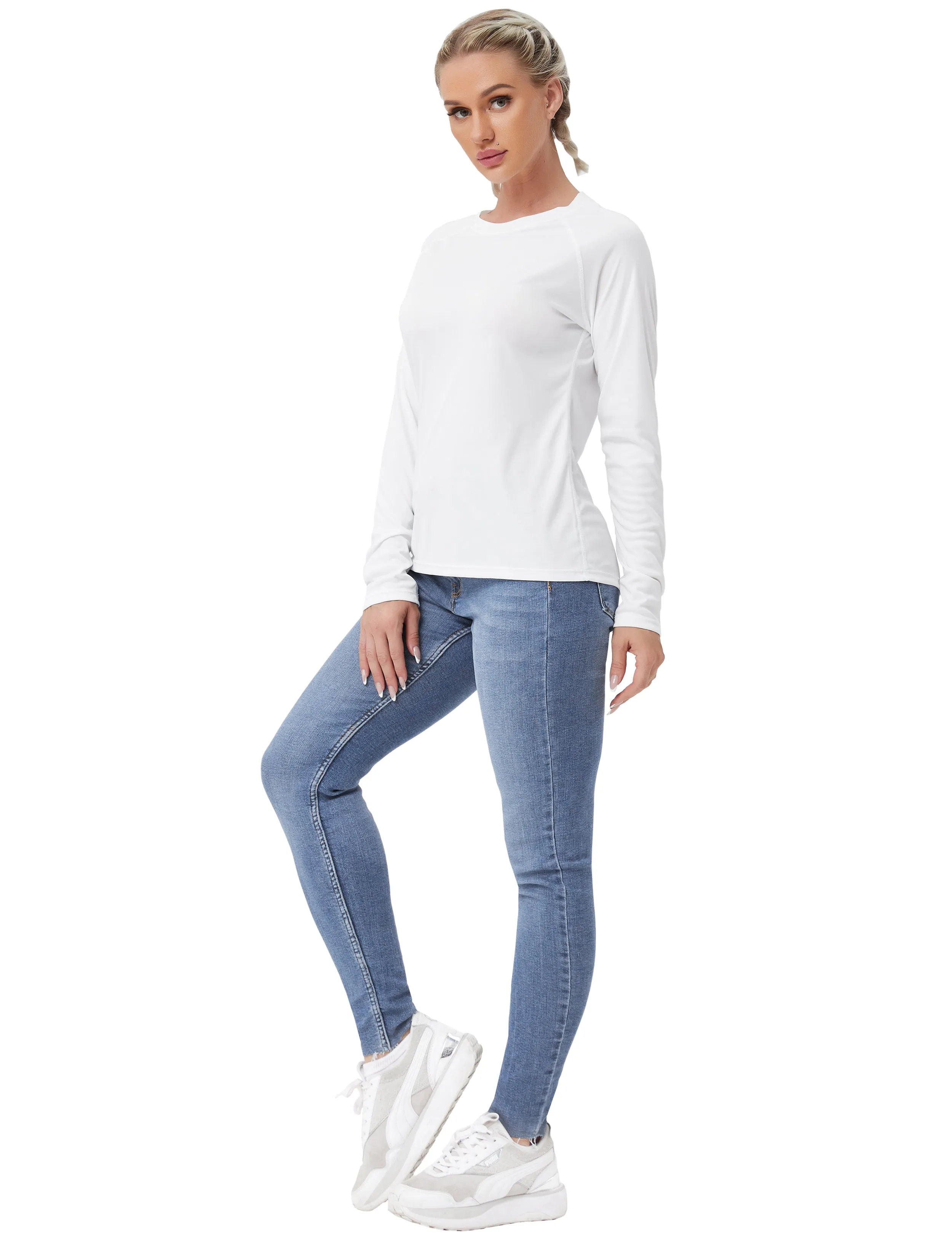 Long Sleeve Athletic Shirts white_Running