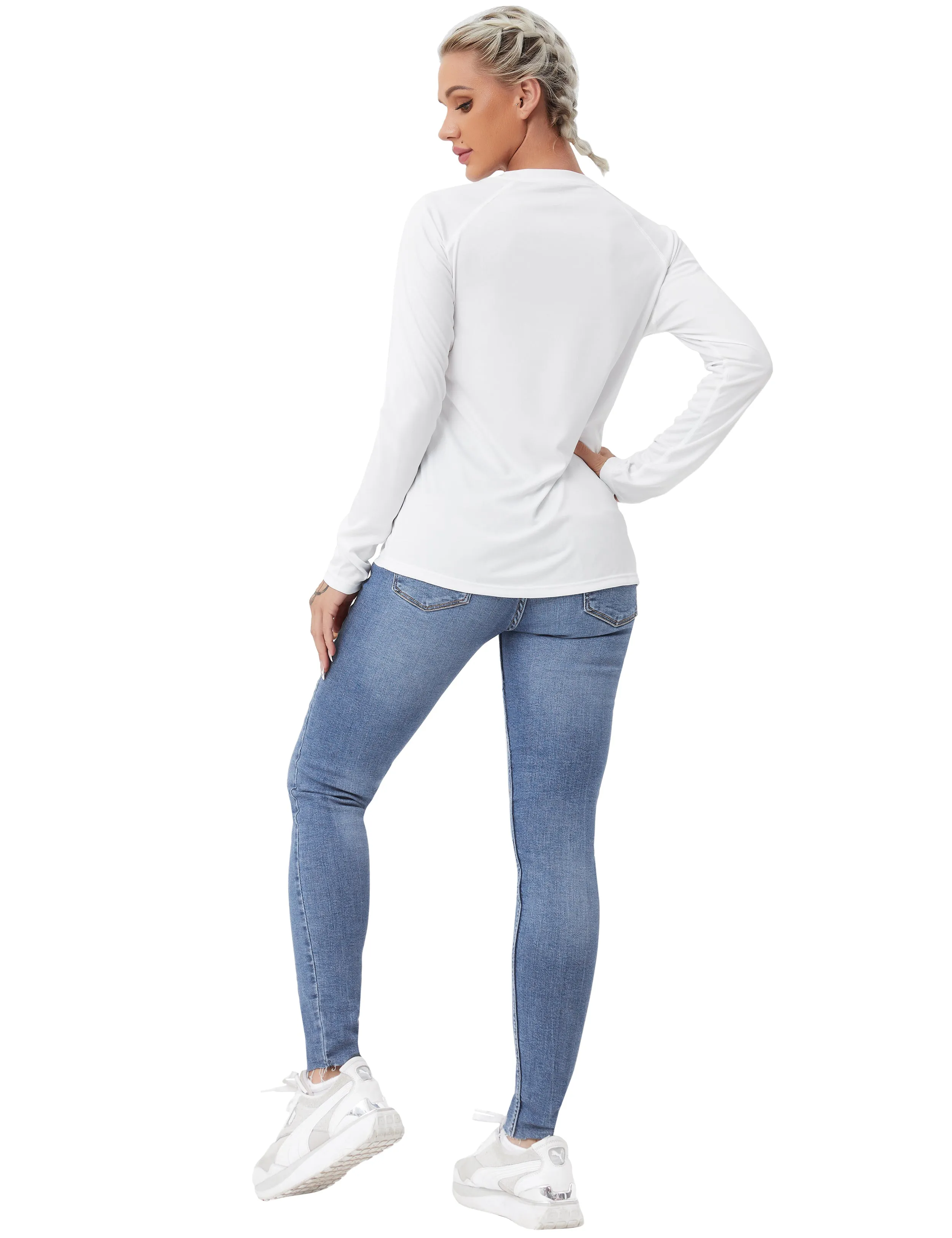 Long Sleeve Athletic Shirts white_Running