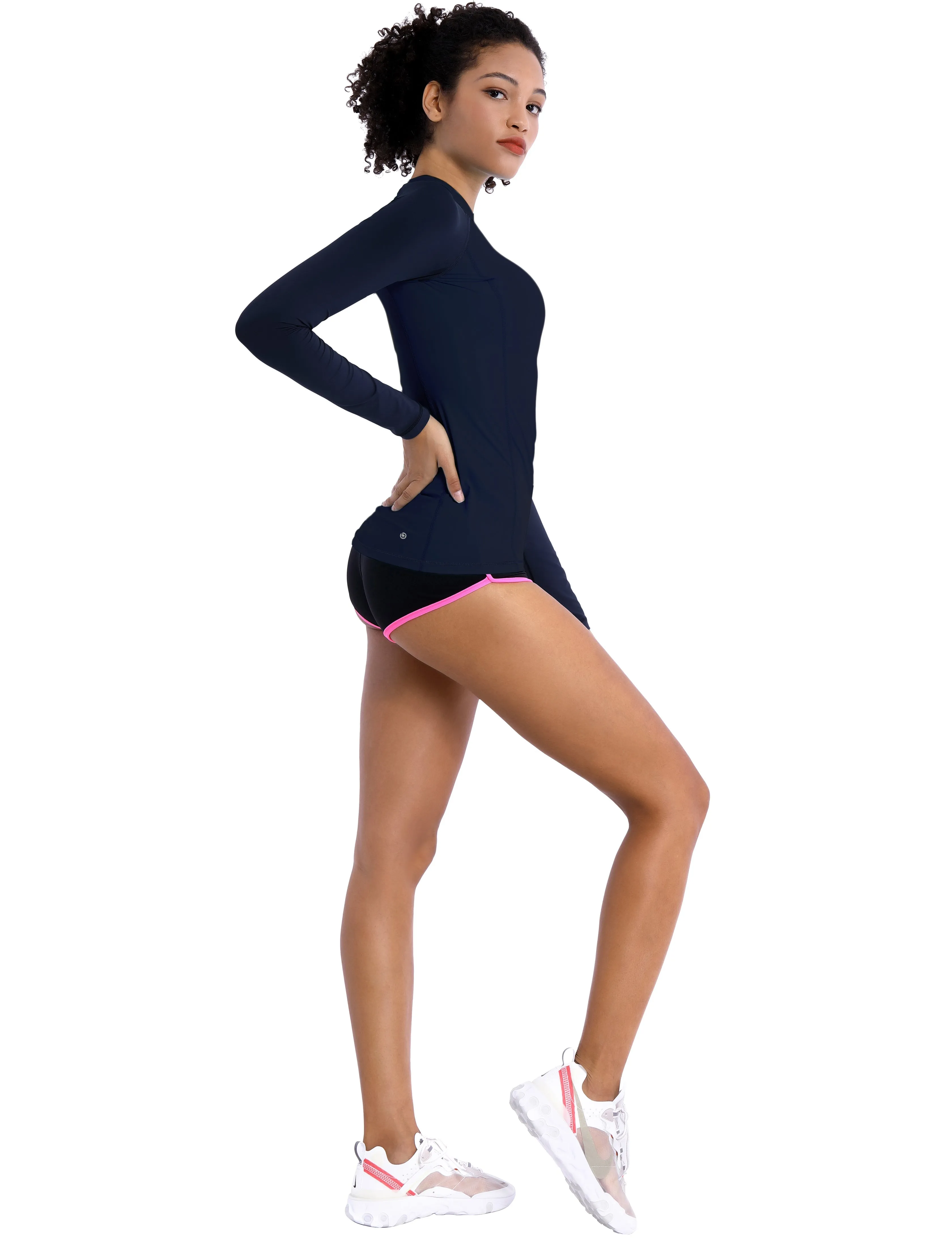 Long Sleeve UPF 50 Rashguard darknavy_Running