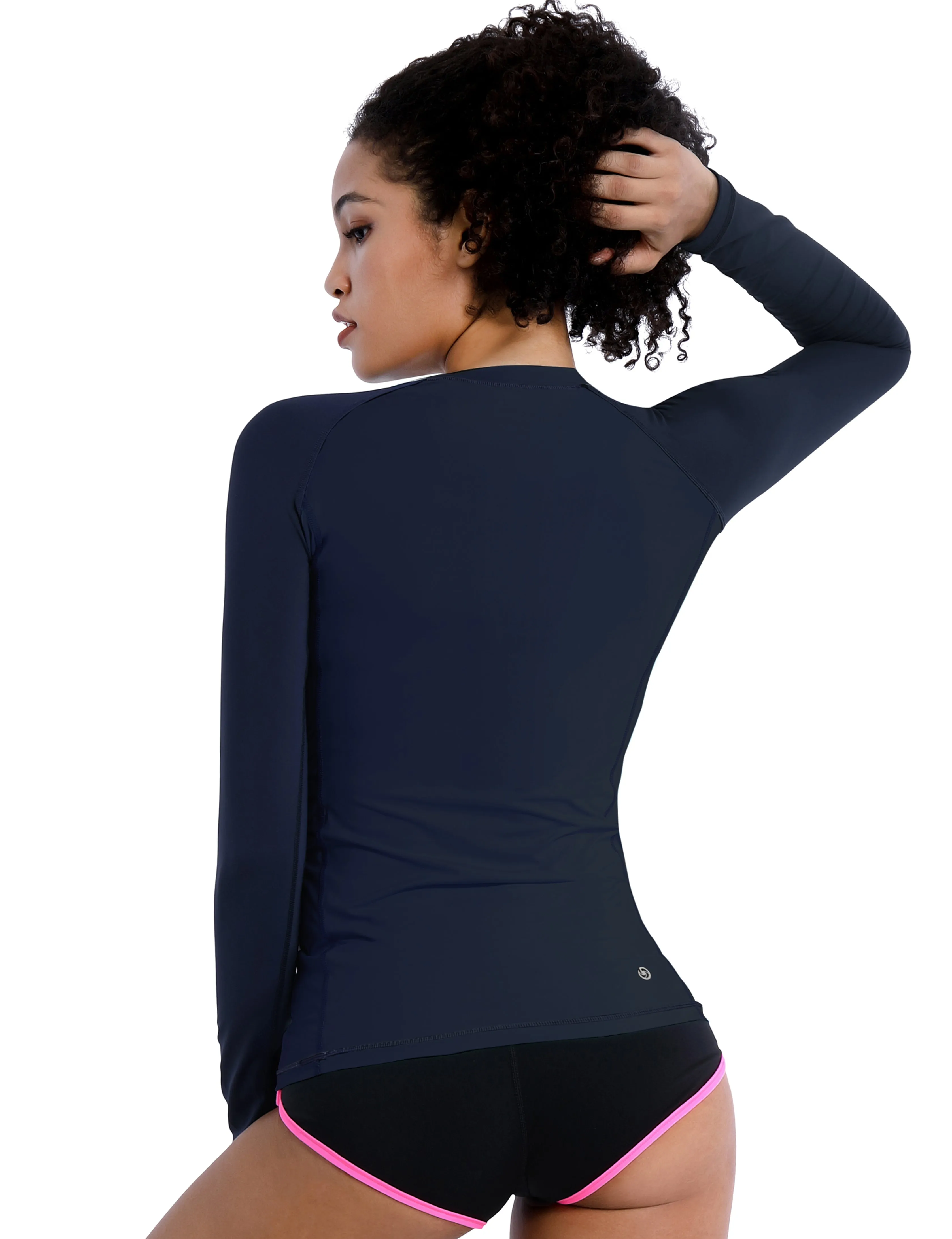 Long Sleeve UPF 50 Rashguard darknavy_Running