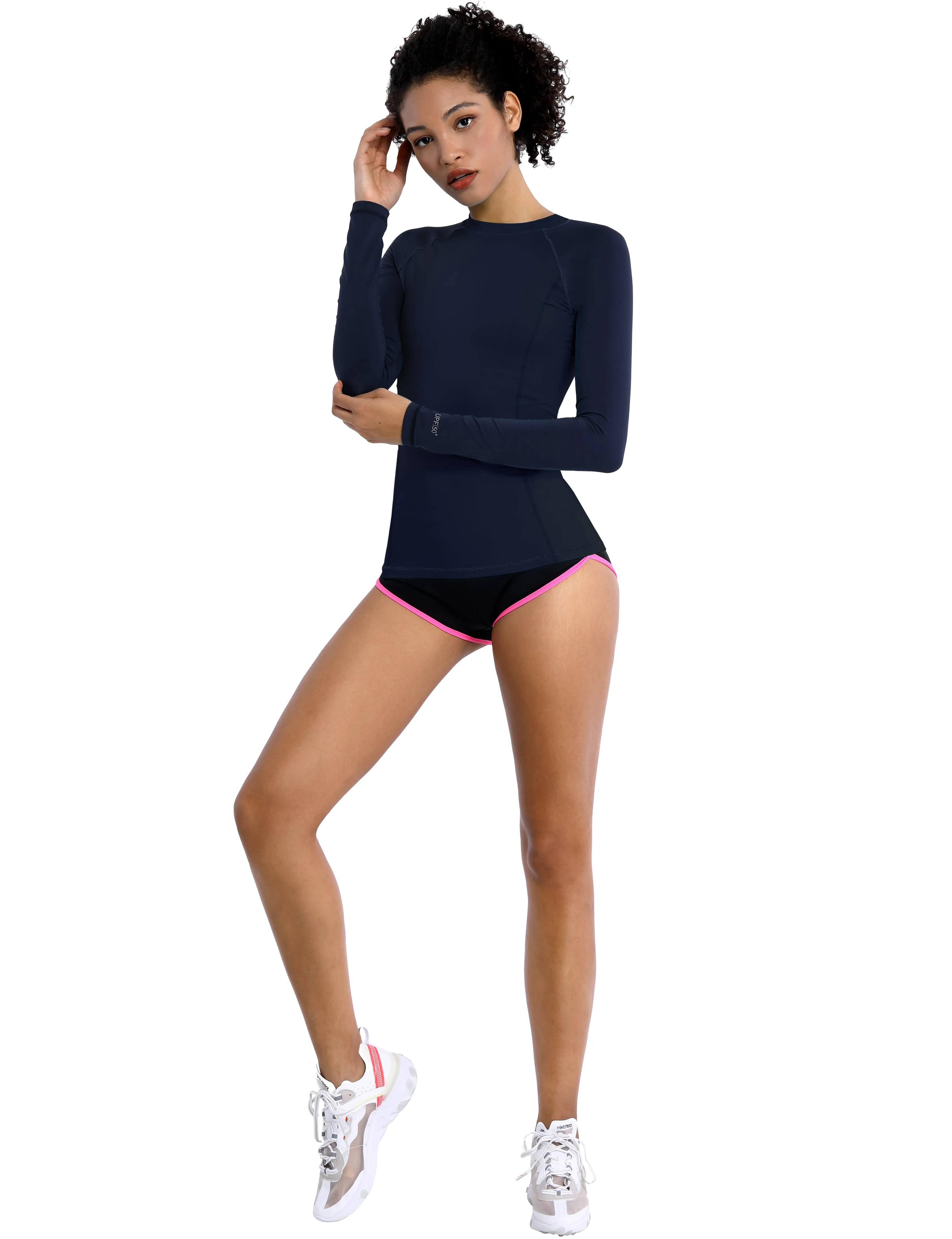 Long Sleeve UPF 50 Rashguard darknavy_Running