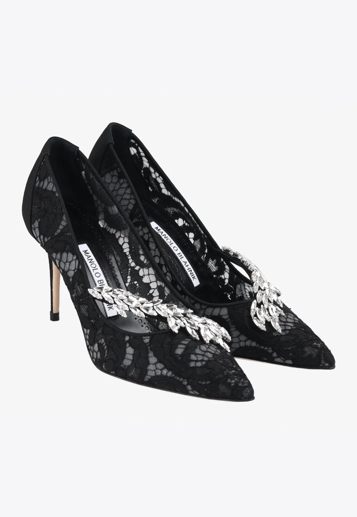 Nadira Lace 90  Crystal-Embellished Pumps