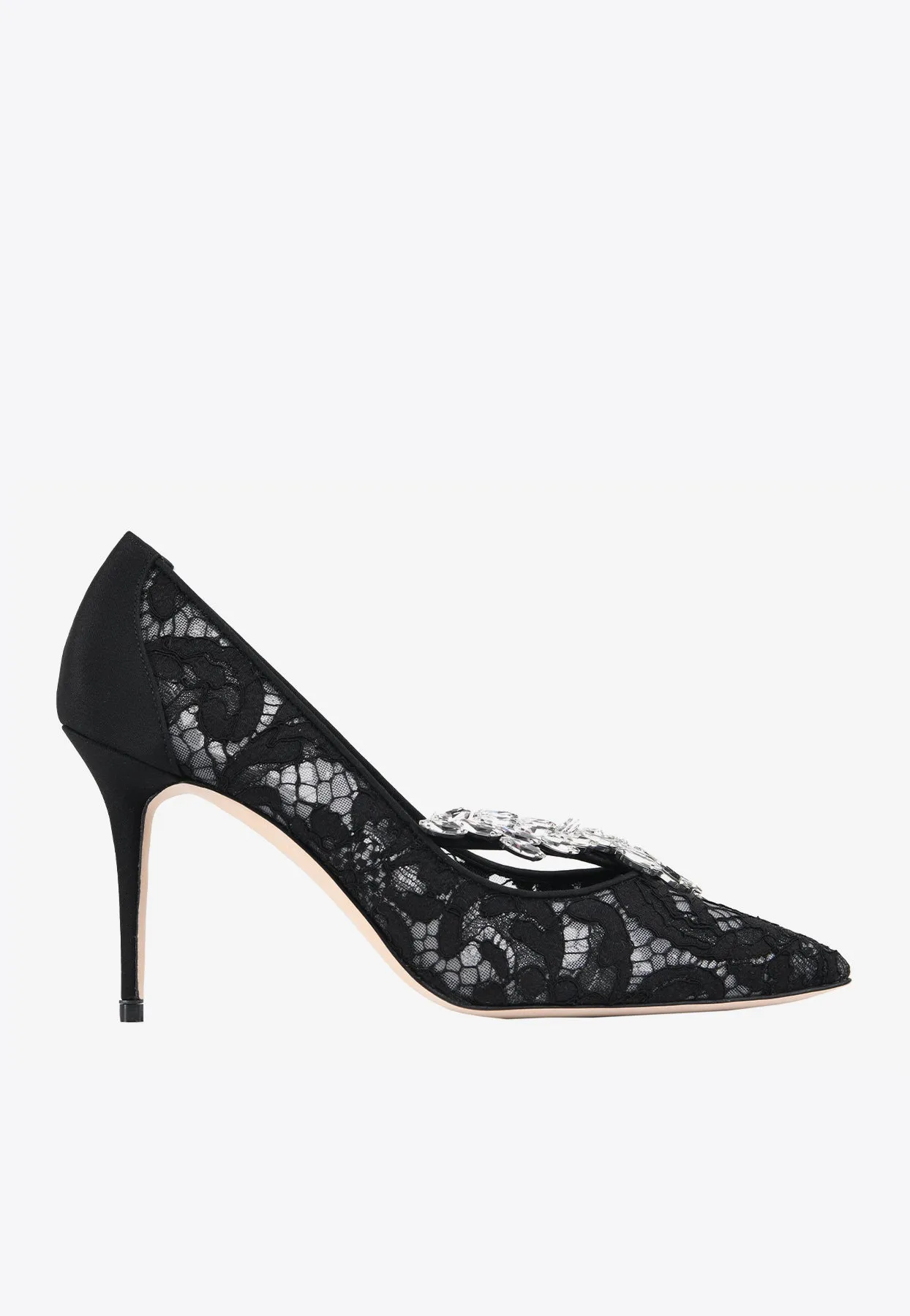 Nadira Lace 90  Crystal-Embellished Pumps