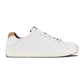 OluKai Men's Lae'ahi Li'Ili Leather Sneakers- Bright White
