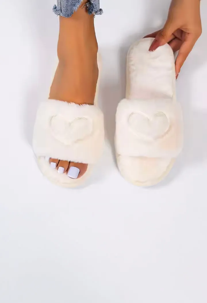 Plush Heart Slippers