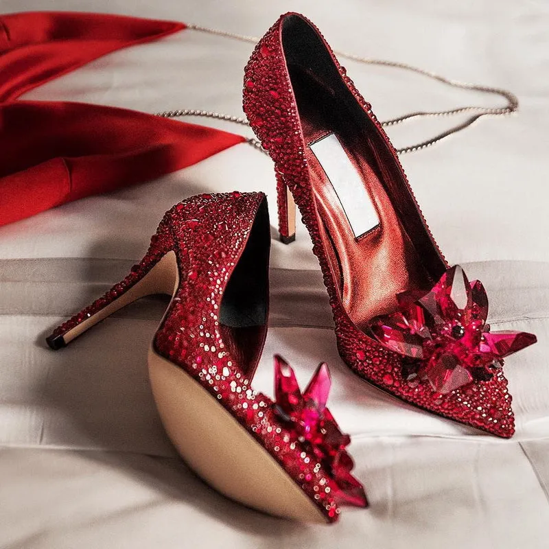 Pointed Toe Crystal Pumps