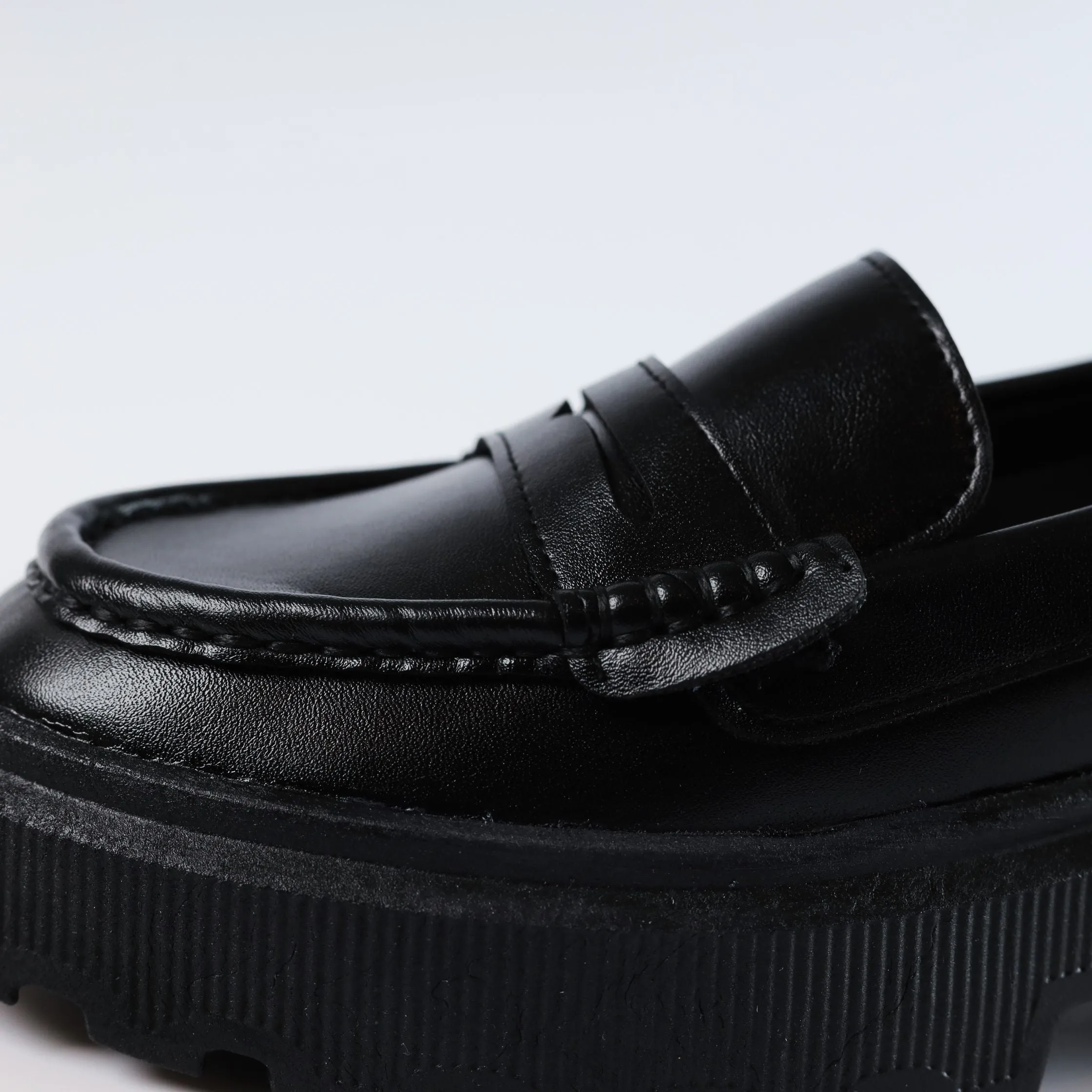 Quality Leather Chunky Loafers - Black